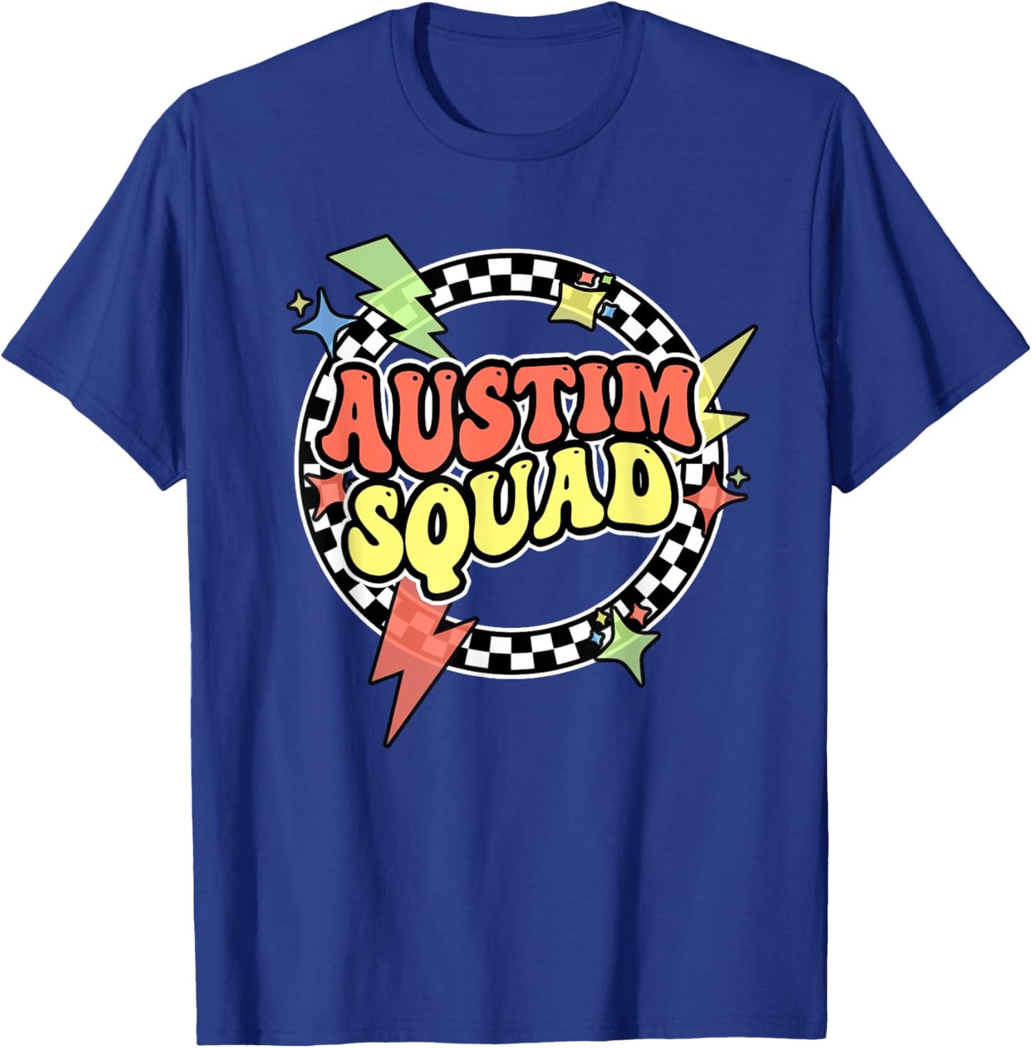 Retro Autism Squad Support Autism Mom Dad Funny For Kids Men T-Shirt - T-Shirt | Royal