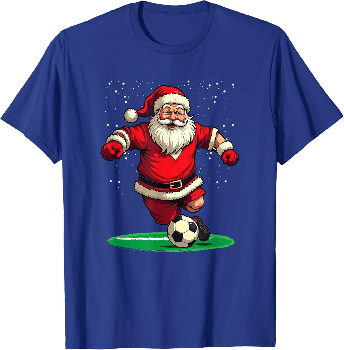 Santa Playing Soccer Christmas Football Fan T-Shirt - T-Shirt | Royal