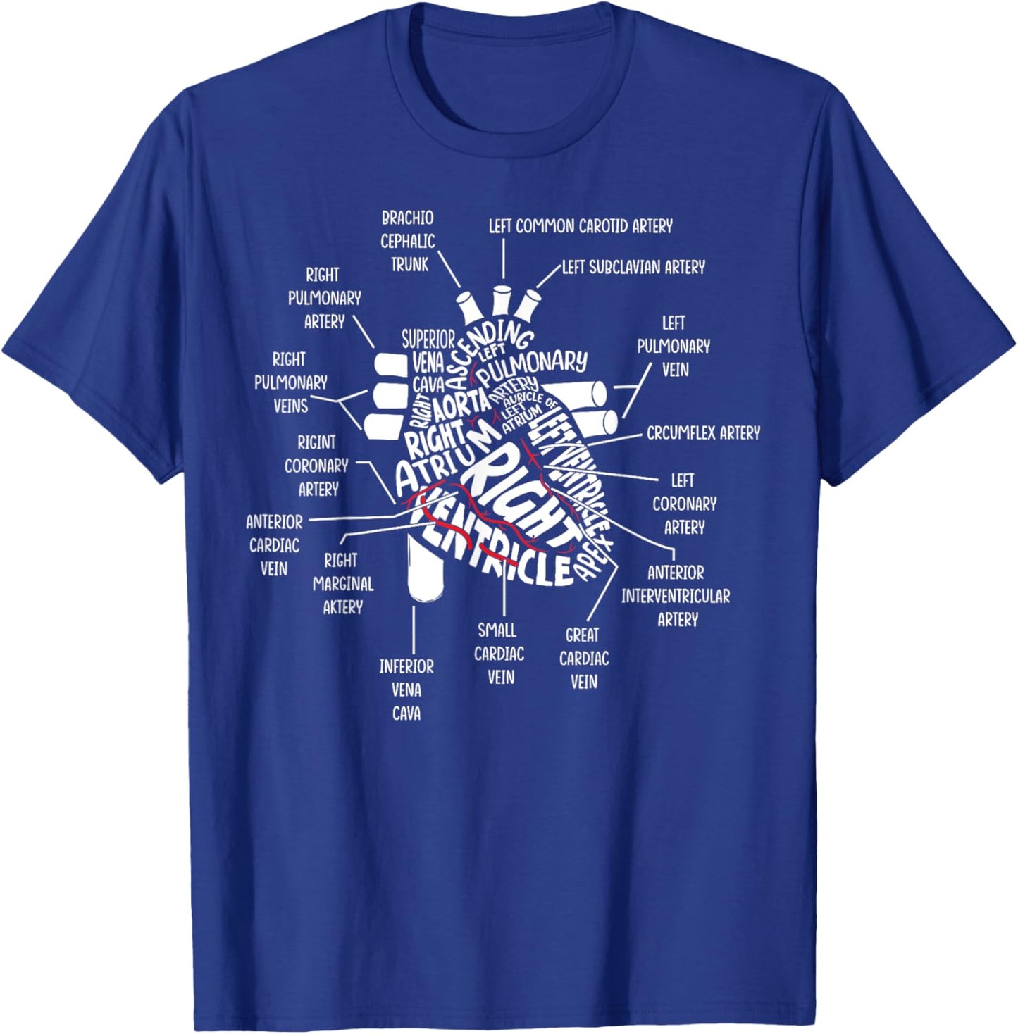 Medical Humor Cardiology Anatomical Heart Cardiac Nurse T-Shirt - T-Shirt | Royal
