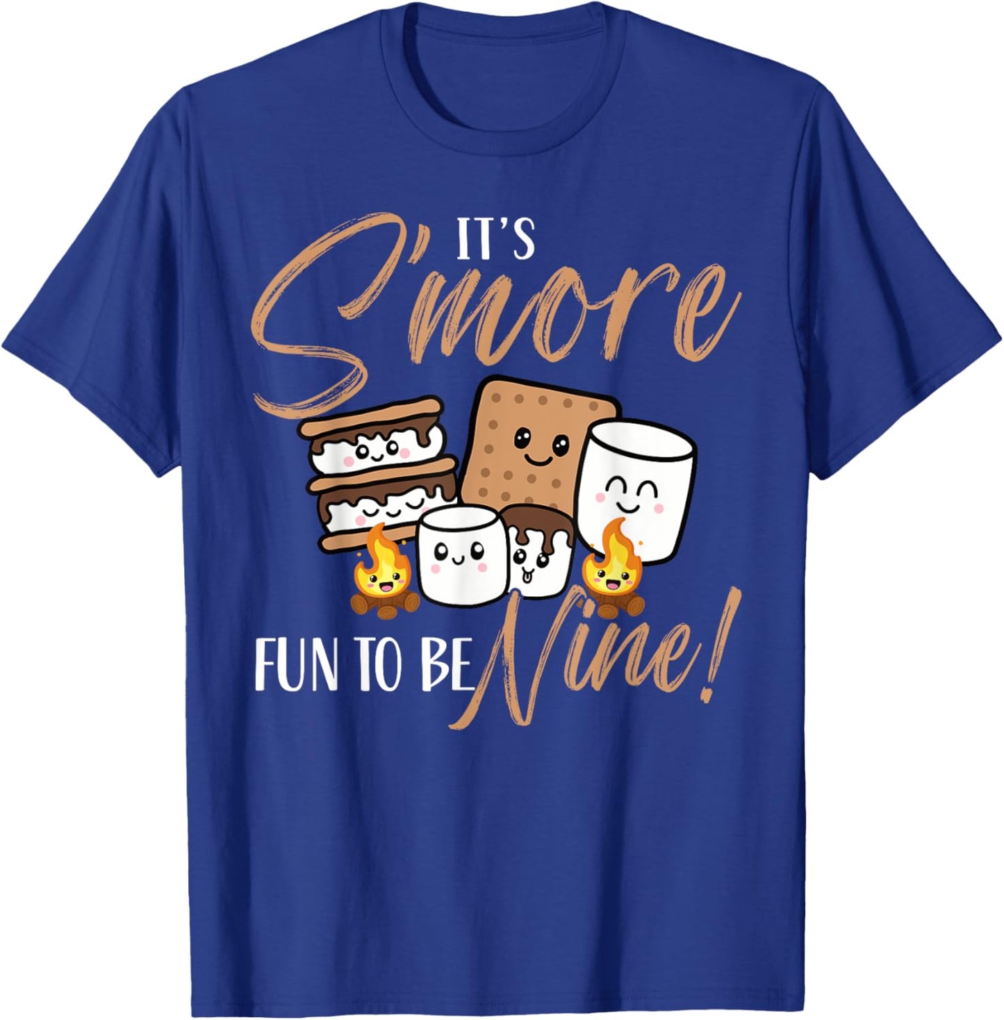 Birthday Campfire Marshmallow It's S'more Fun To Be Nine 9th T-Shirt - T-Shirt | Royal