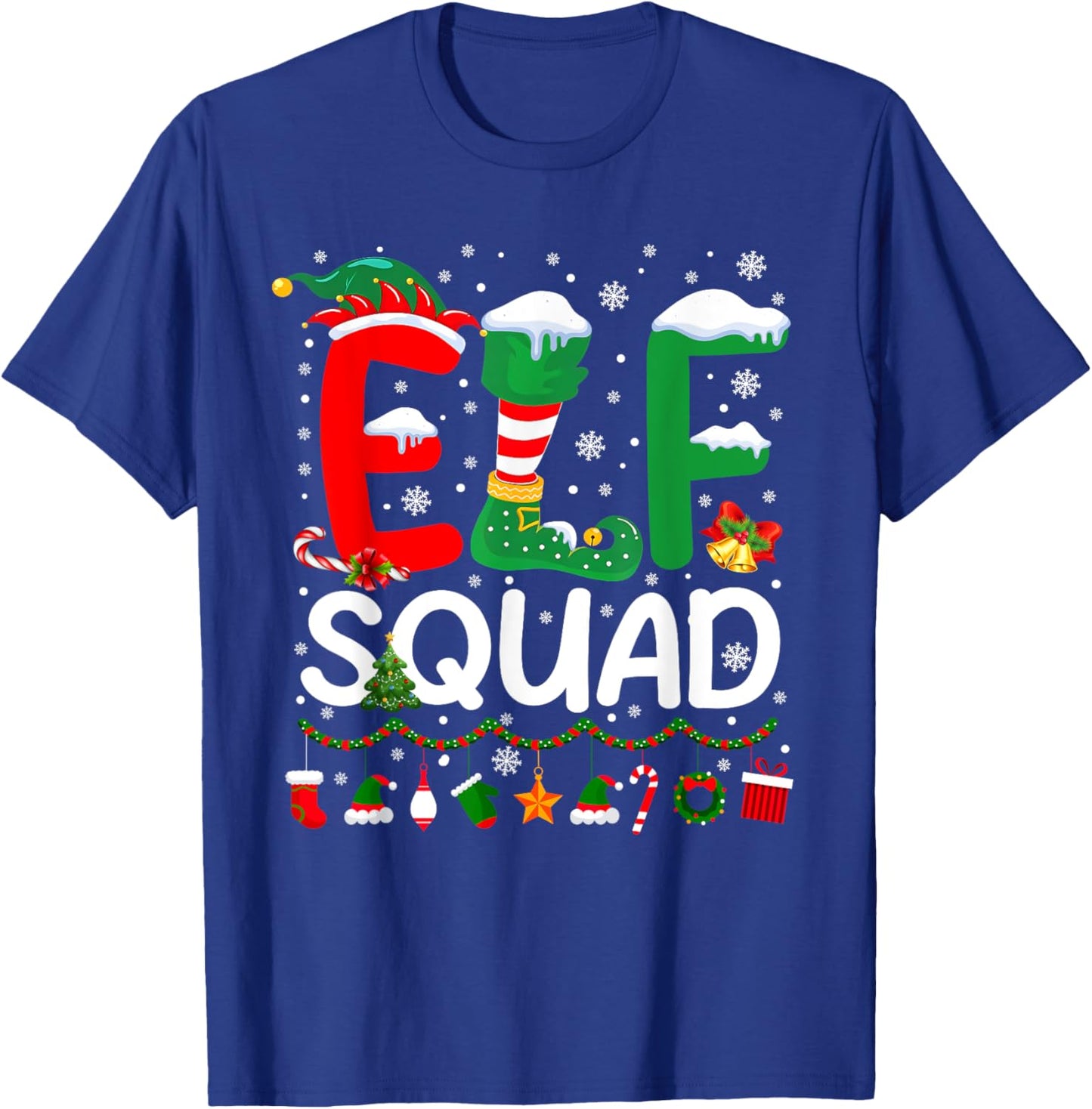 Elf Squad Christmas Family Matching Pajamas Kids Funny Xmas T-Shirt - T-Shirt | Royal
