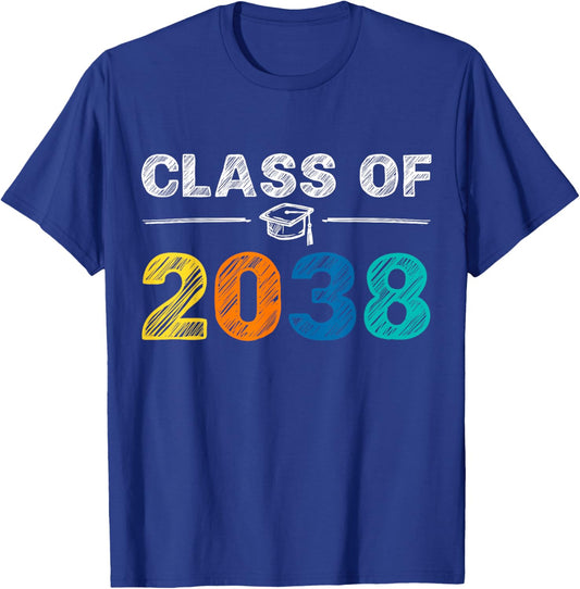 Class of 2038 Grow With Me First Day of School Graduation T-Shirt - T-Shirt | Royal
