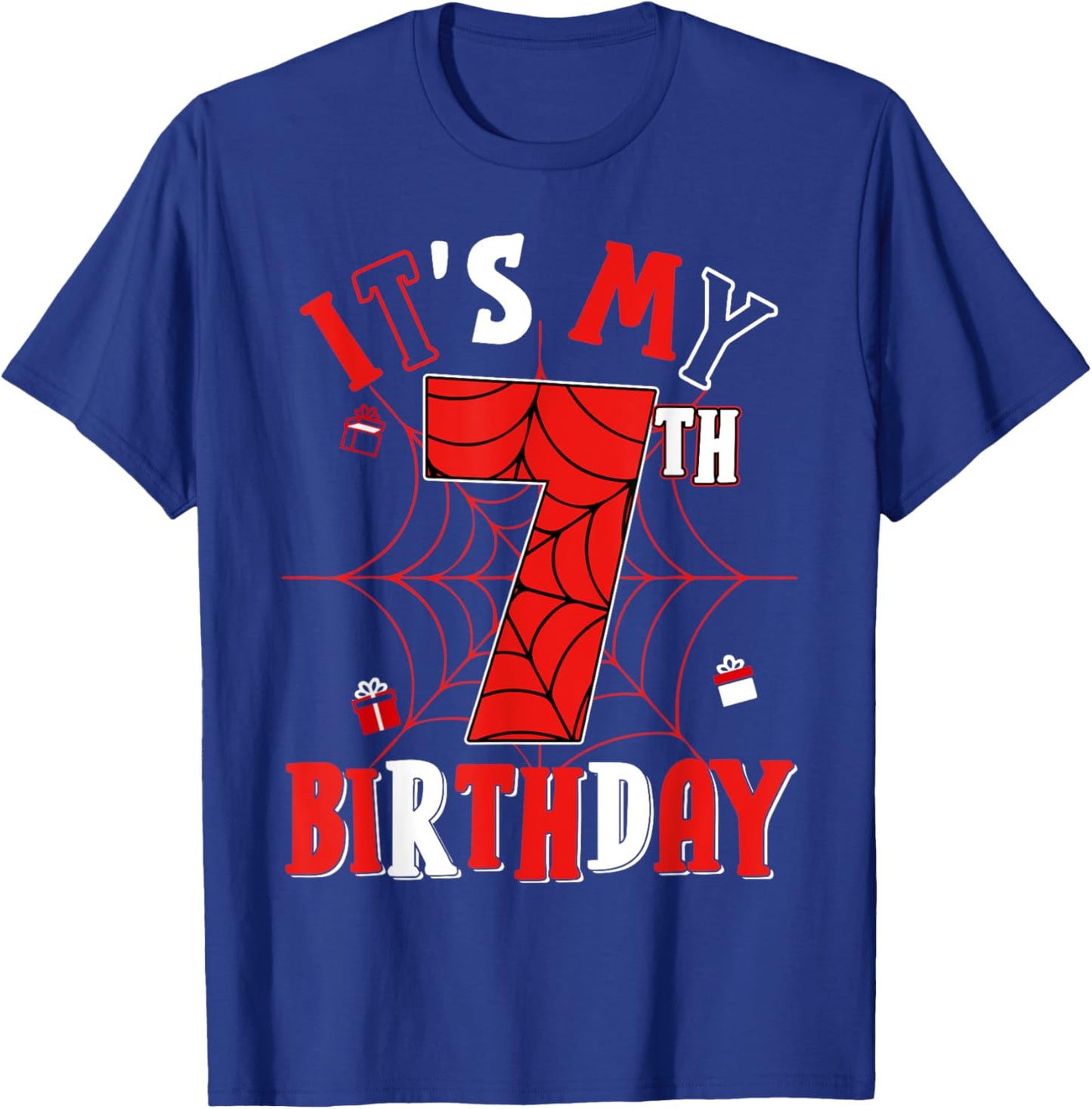 Birthday Party Spider Web Costume It's My 7th Birthday T-Shirt - T-Shirt | Royal