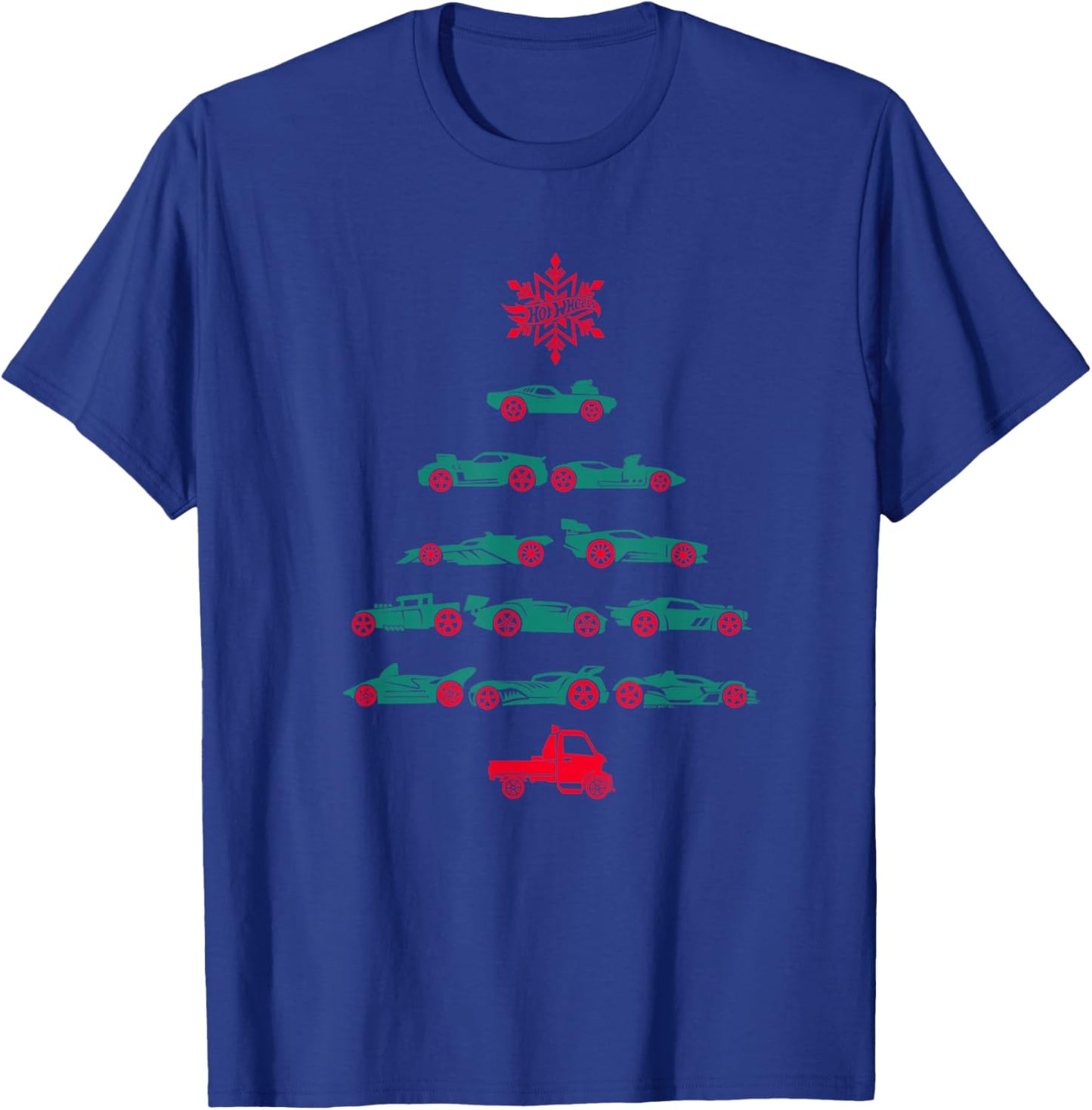 Hot Wheels Car Christmas Tree T-Shirt - T-Shirt | Royal