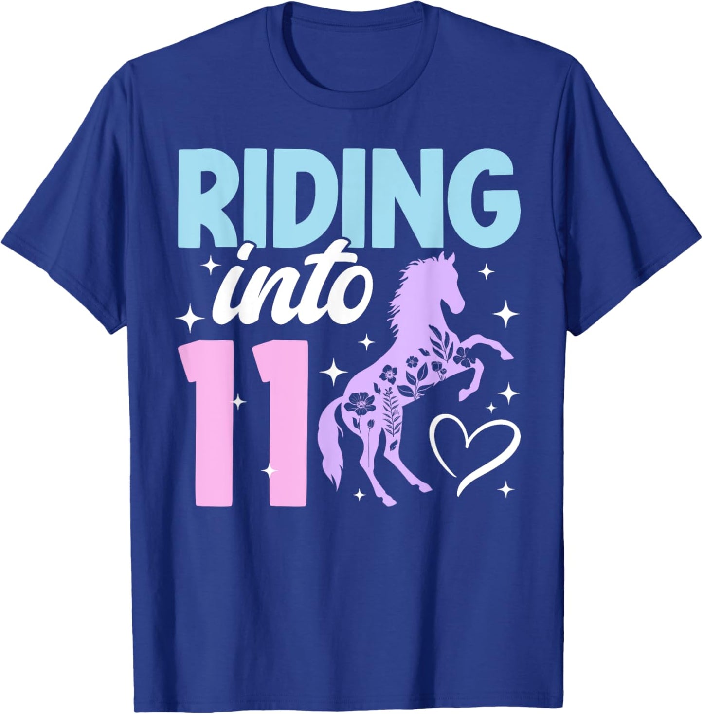 11th Horse Birthday Eleven Year Old Girl Horses Birthday T-Shirt - T-Shirt | Royal