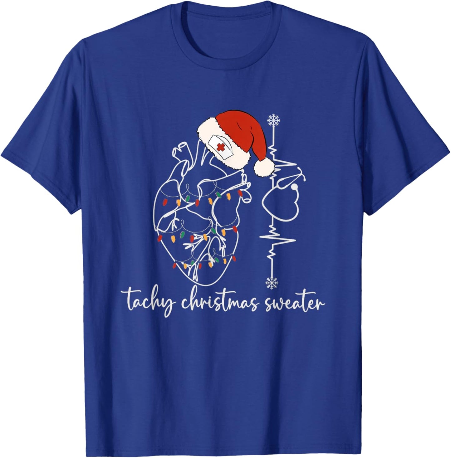 Heart Anatomy Nurse Christmas Cardiac Tachy Cvicu Icu T-Shirt - T-Shirt | Royal