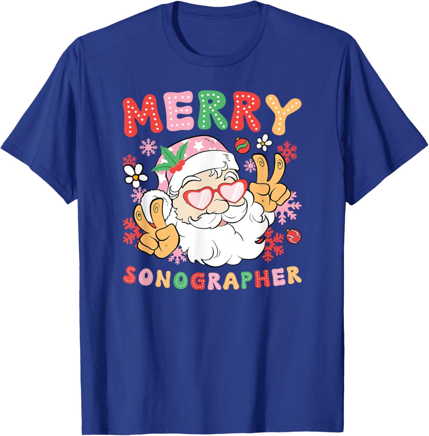Merry Sonographer Christmas Sonography Xmas Party T-Shirt - T-Shirt | Royal