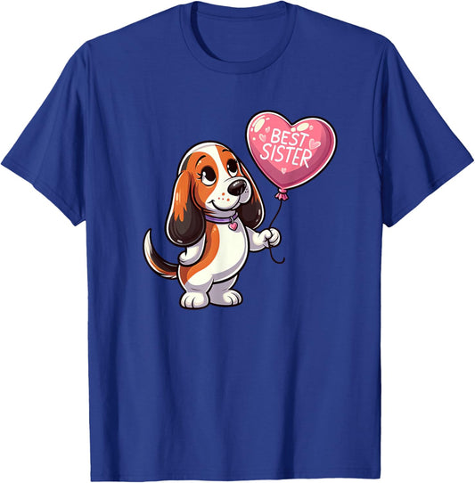 Basset Hound Best Sister Dog Funny Family T-Shirt - T-Shirt | Royal