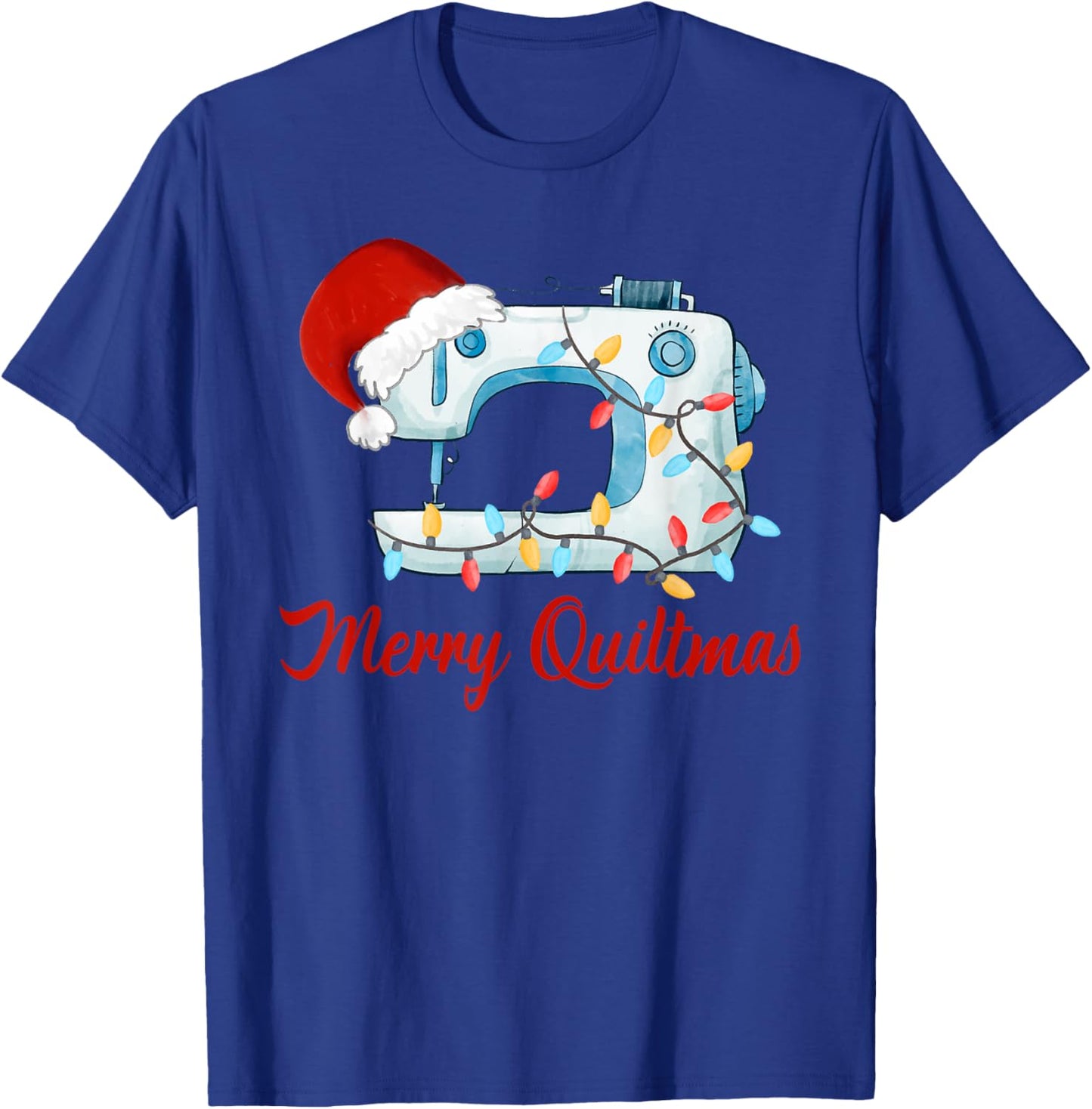 Merry Quiltmas Knitting Sewing Santa Christmas Quilter T-Shirt - T-Shirt | Royal