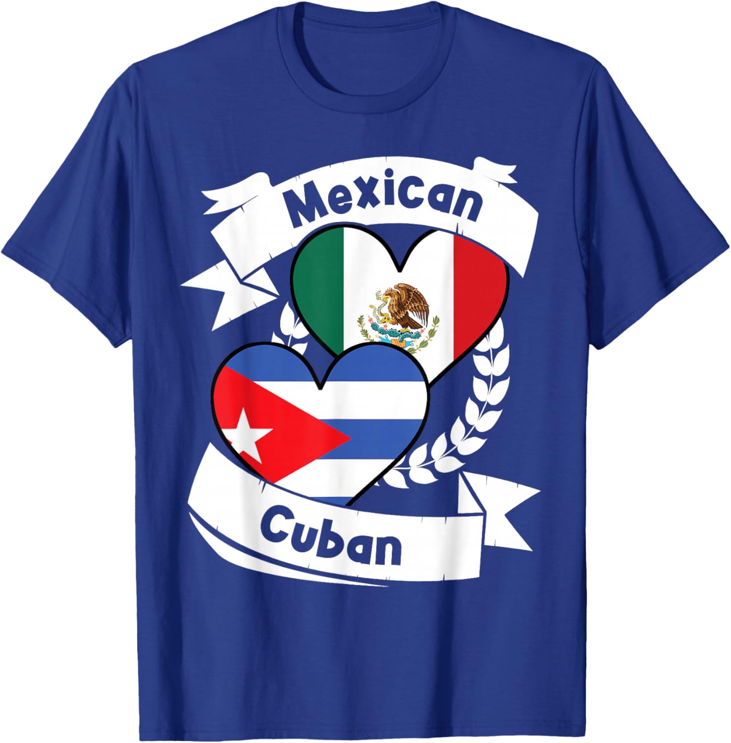 Mexican Cuban Heart Flags Mexico Cuba T-Shirt - T-Shirt | Royal