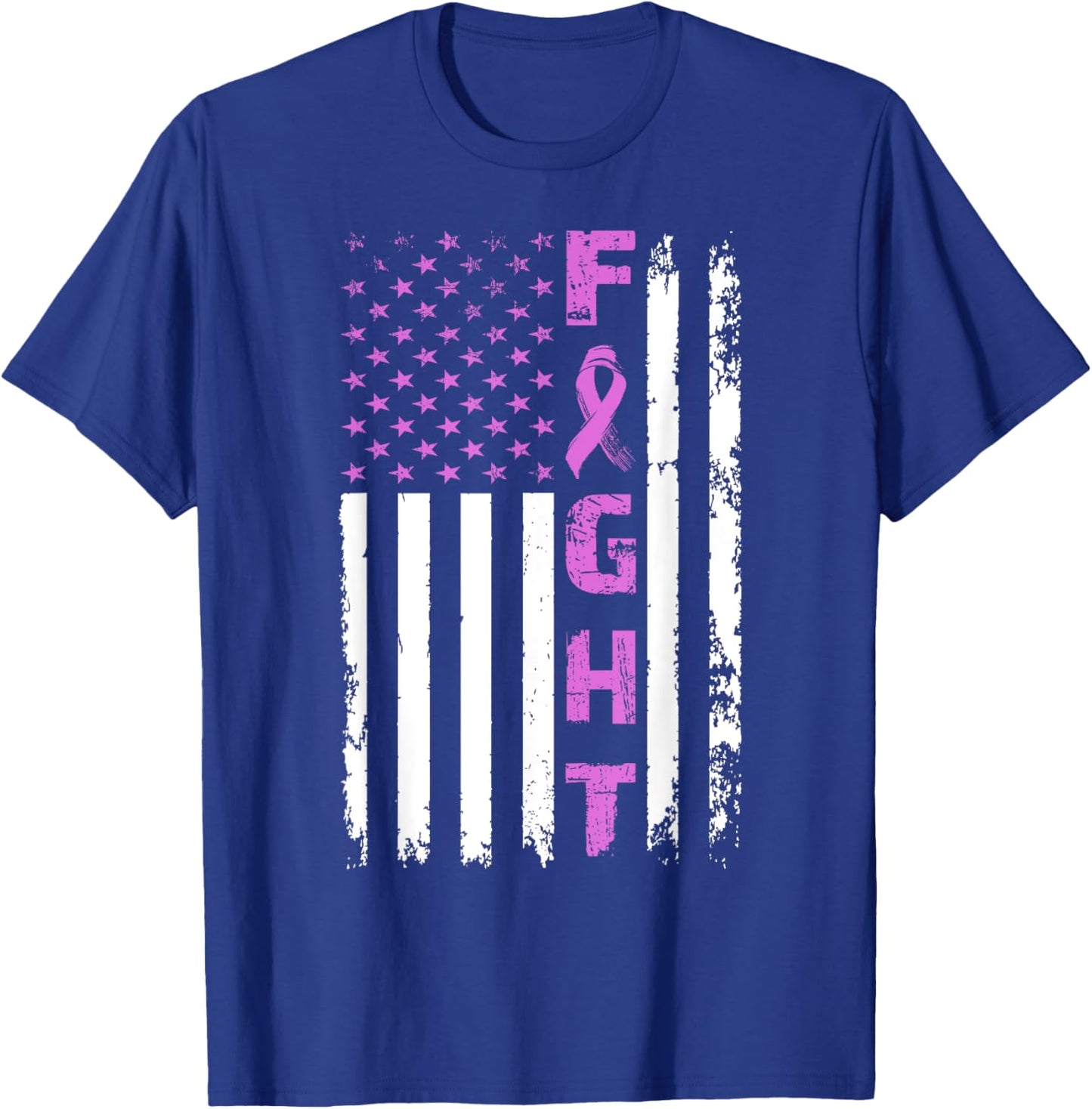Fight Testicular Cancer American Flag Awareness Survivor T-Shirt - T-Shirt | Royal