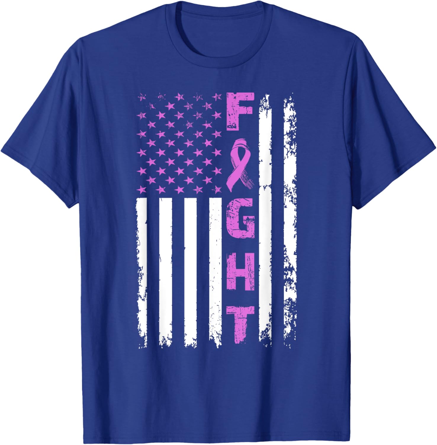 Fight Testicular Cancer American Flag Awareness Survivor T-Shirt - T-Shirt | Royal