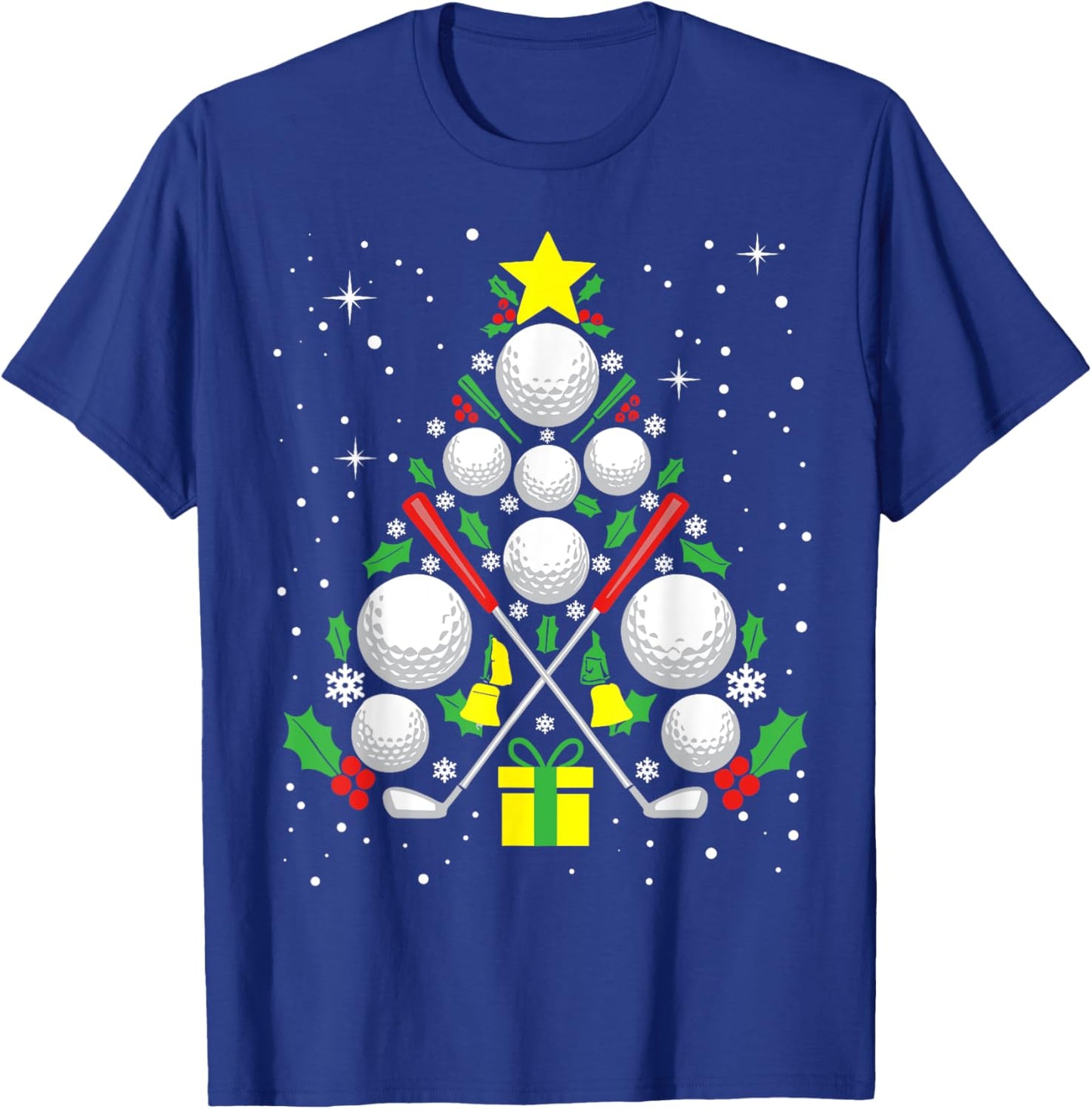 Funny Golf Player Xmas Lights Golf Christmas Tree T-Shirt - T-Shirt | Royal