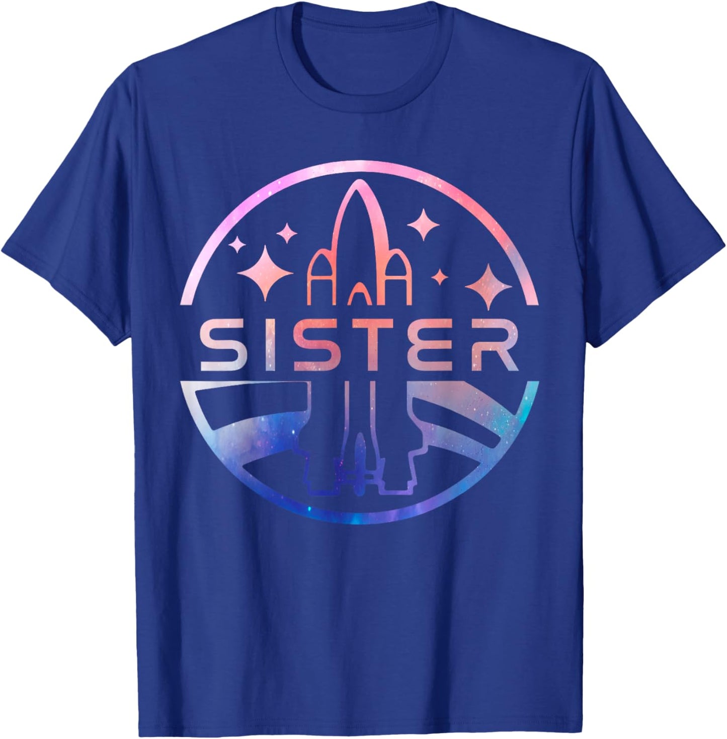 Funny Sister Space Astronaut Rocket Birthday Party T-Shirt - T-Shirt | Royal