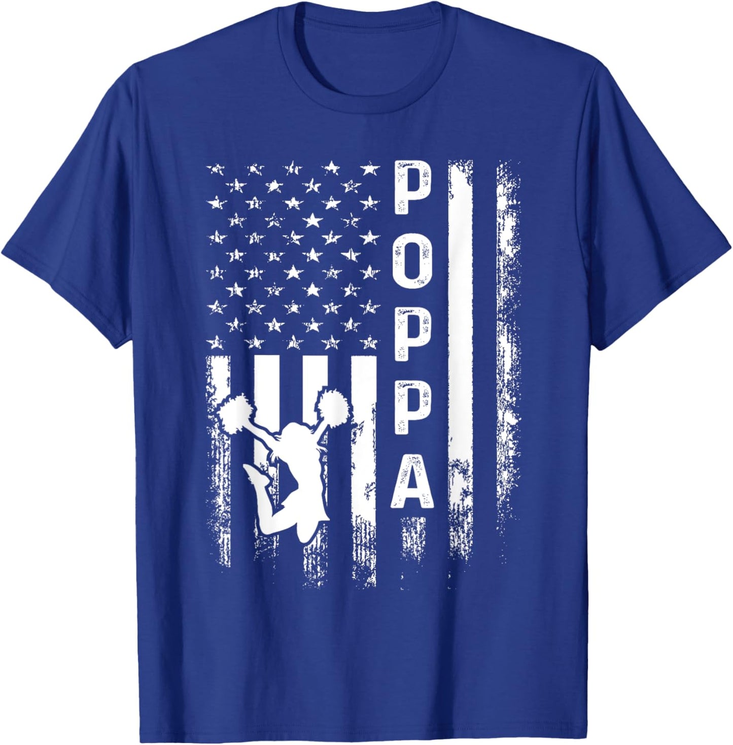 Cheerleader Cheer Poppa America Flag Vintage Xmas T-Shirt - T-Shirt | Royal
