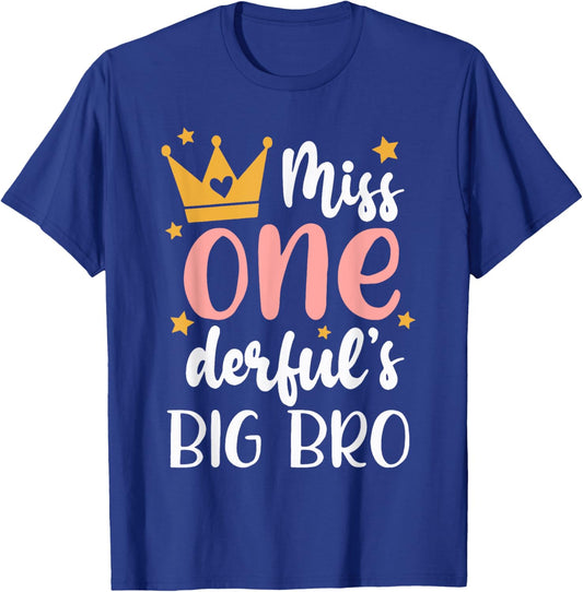 Big Brother of Miss Onederful 1st Birthday Girl Family T-Shirt - T-Shirt | Royal