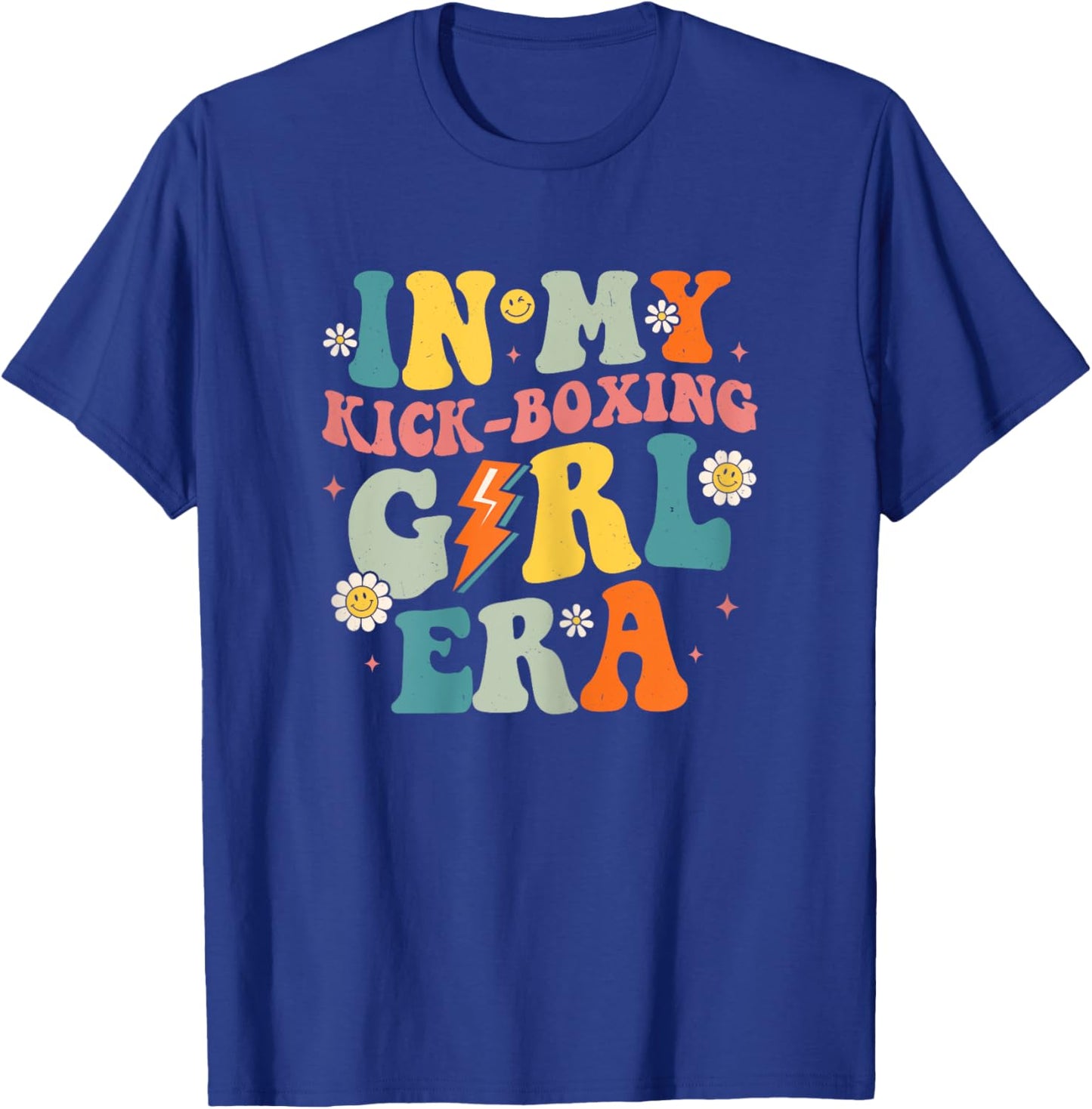 In My Kick-Boxing Girl Era Groovy Retro Kick-Boxing Girls T-Shirt - T-Shirt | Royal