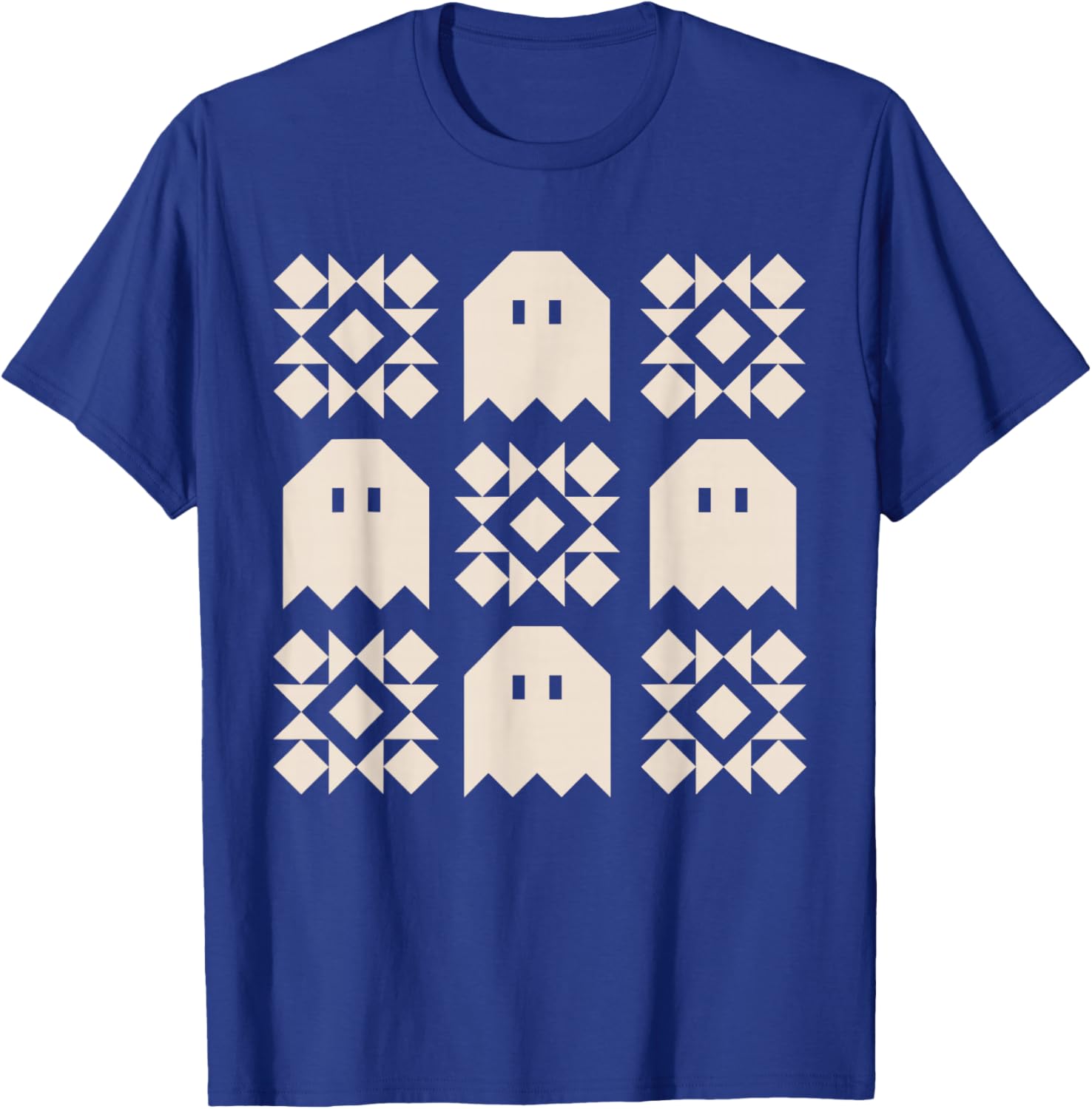 Ghost Quilt Block Halloween Quilting Ghost Block Quilter_ T-Shirt - T-Shirt | Royal