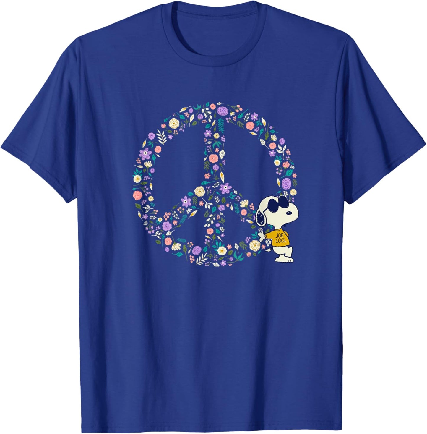 Peanuts Snoopy Joe Cool Peace Sign Nature In Bloom T-Shirt - T-Shirt | Royal
