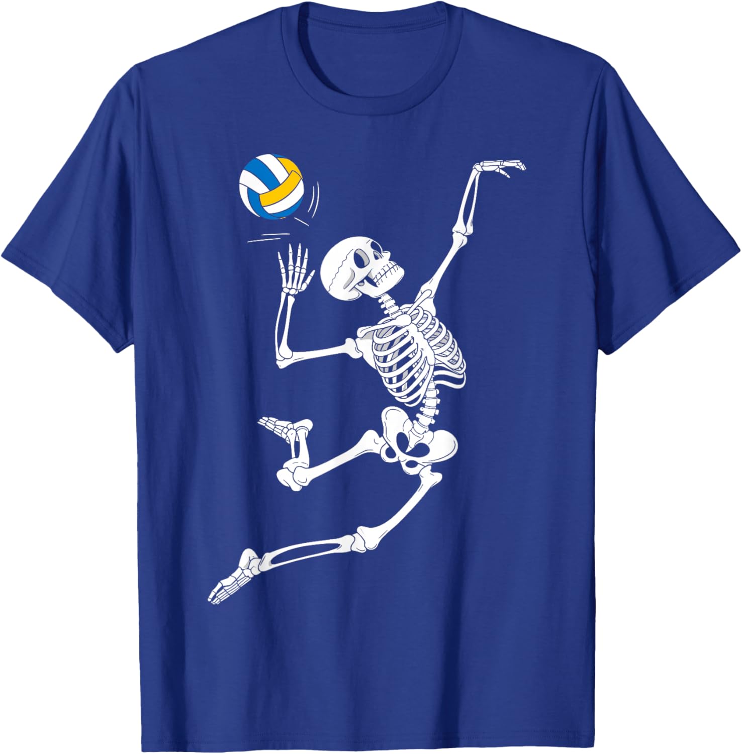 Funny Skeleton Playing Volleyball Lovers Spooky Halloween T-Shirt - T-Shirt | Royal