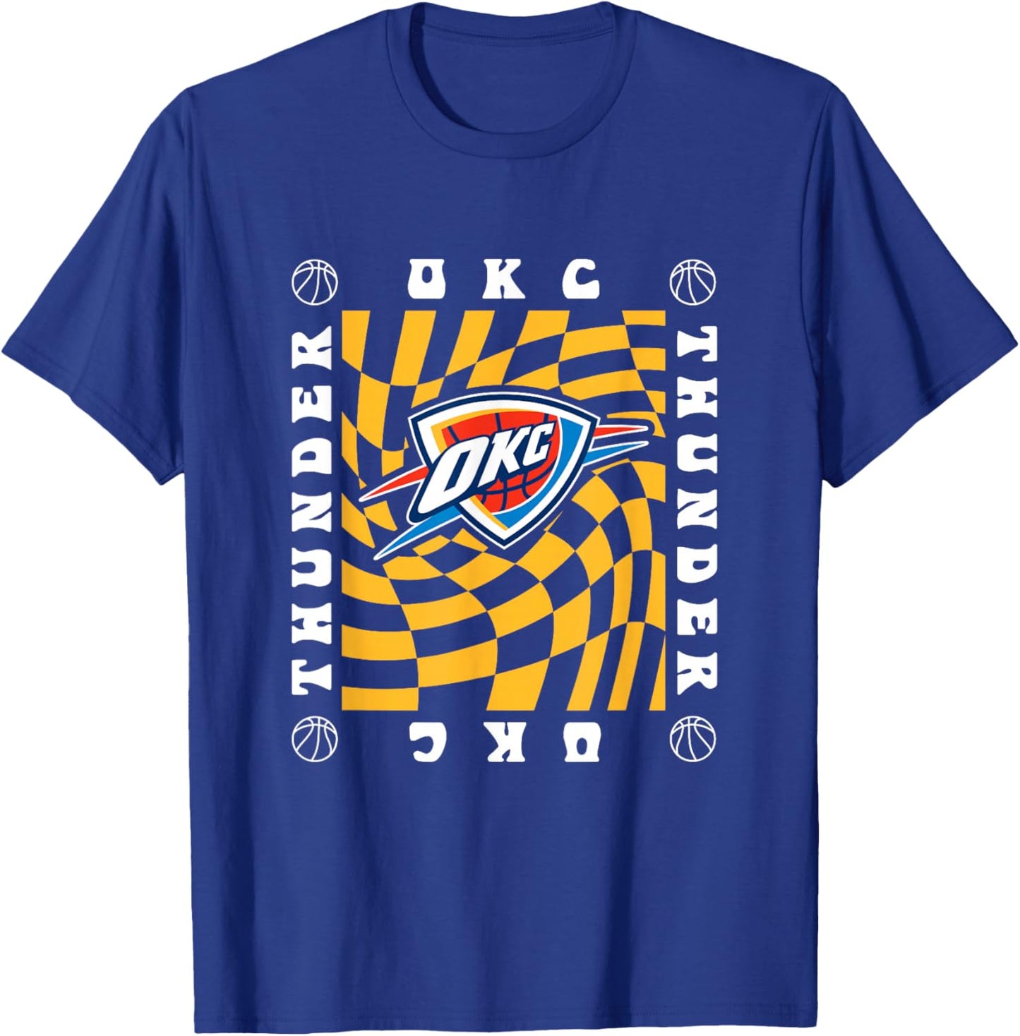NBA Oklahoma City Thunder Retro Checkerboard Wave T-Shirt - T-Shirt | Royal