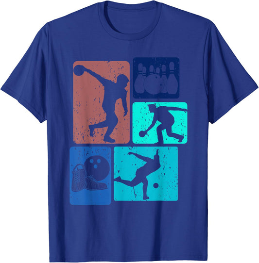 Funny Bowling Player Bowler Vintage Bowl Game Enthusiast T-Shirt - T-Shirt | Royal