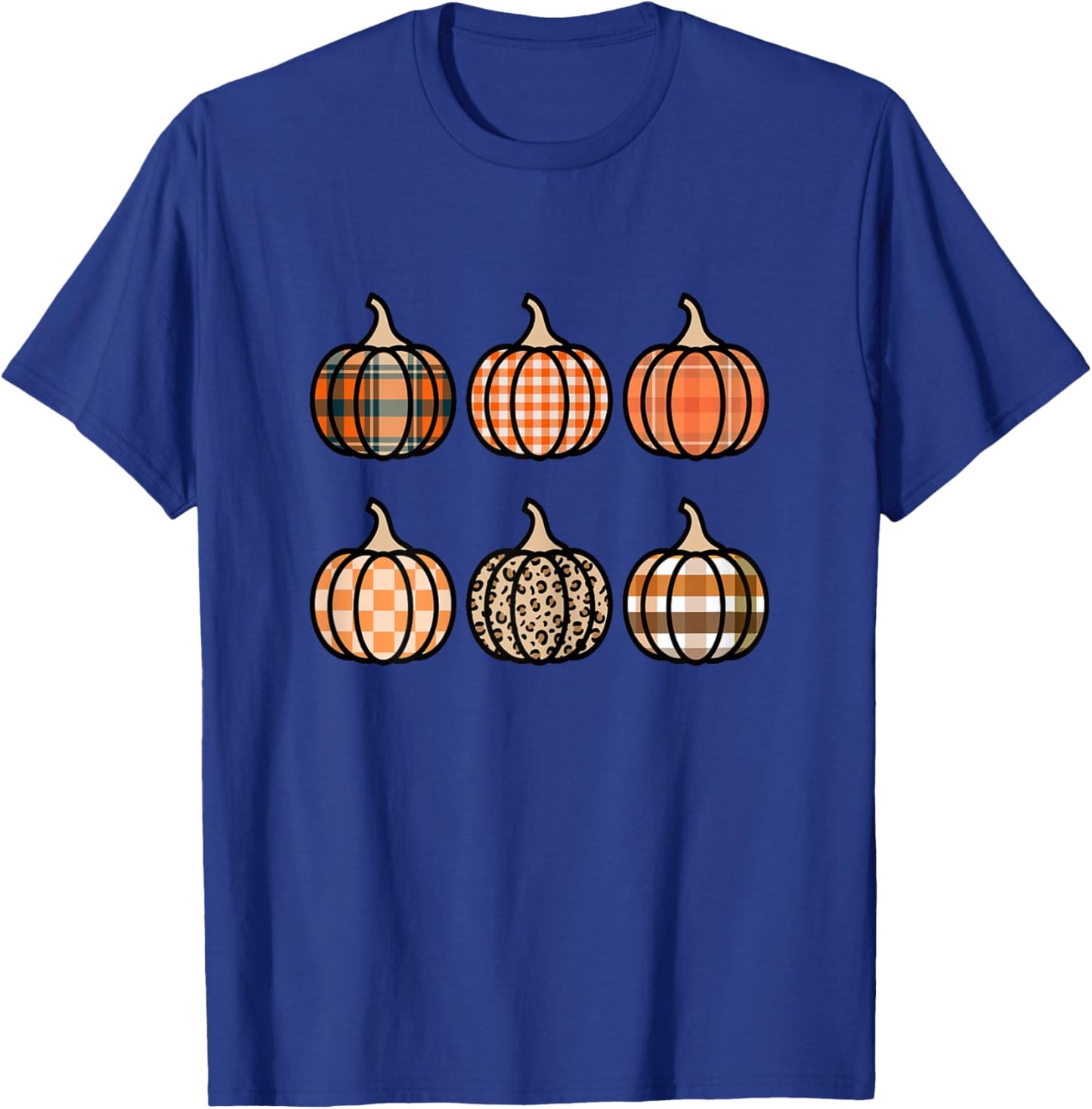 Plaid Pumpkin for Girls Fall 10-12 Teens Pumpkin Patch T-Shirt - T-Shirt | Royal