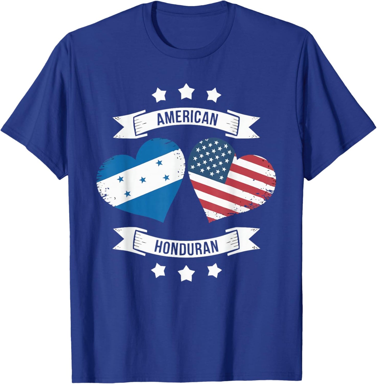 Half American Half Honduran USA Flag Honduras America T-Shirt - T-Shirt | Royal