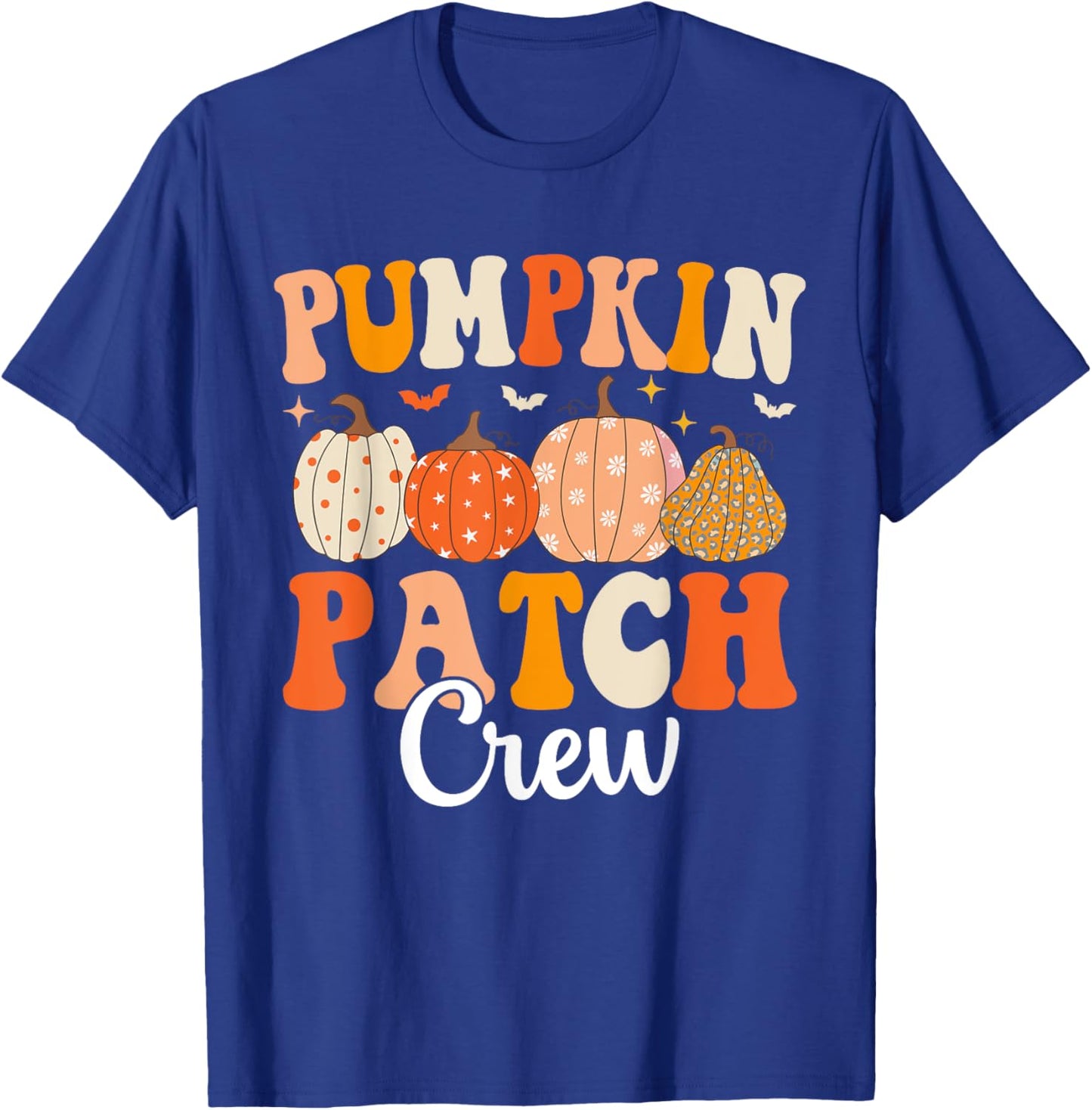 Pumpkin Patch Crew Matching Family Groovy Fall Halloween T-Shirt - T-Shirt | Royal