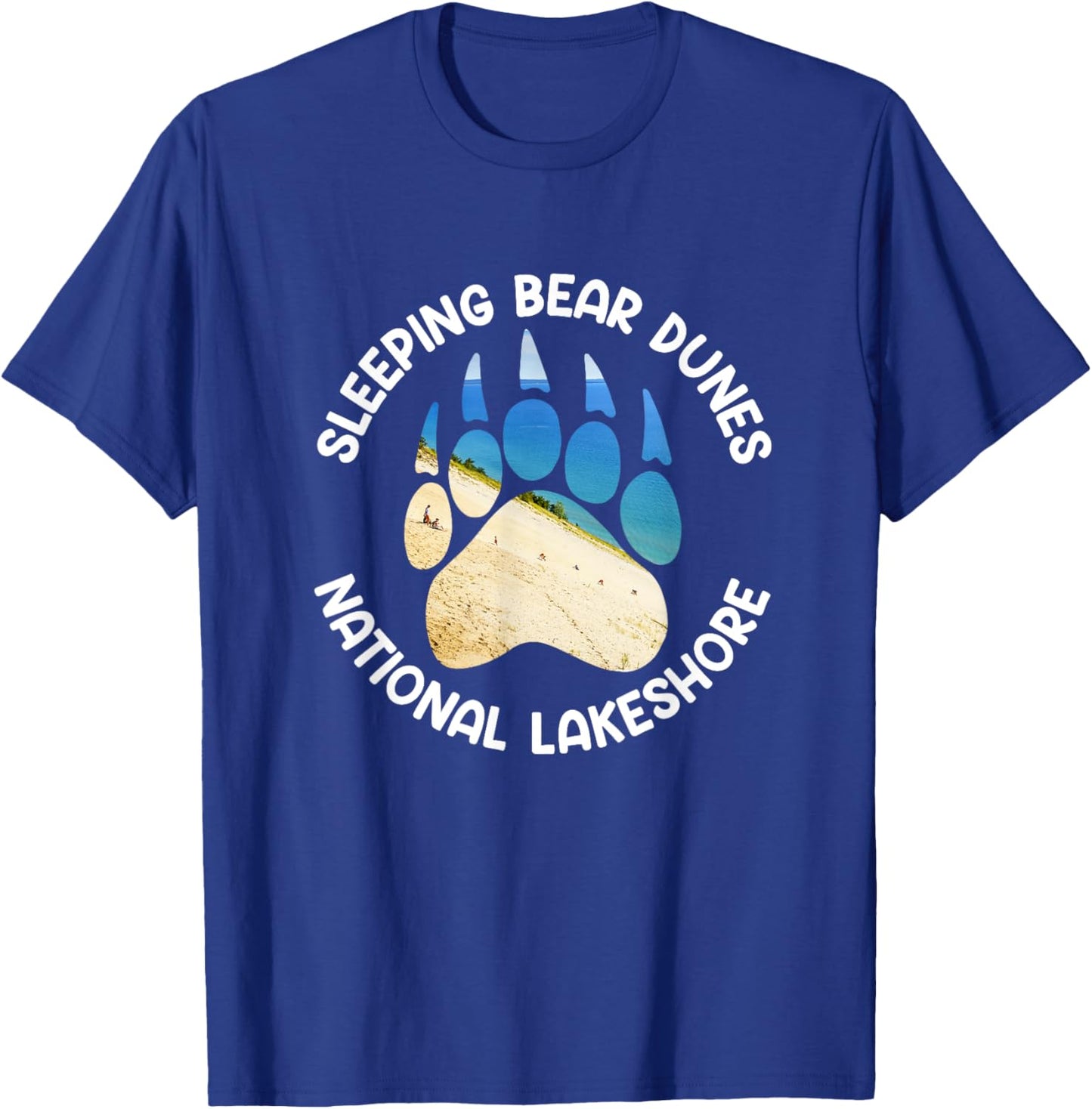 Michigan Sleeping Bear Dunes Landscape Inside Bear Footprint T-Shirt - T-Shirt | Royal