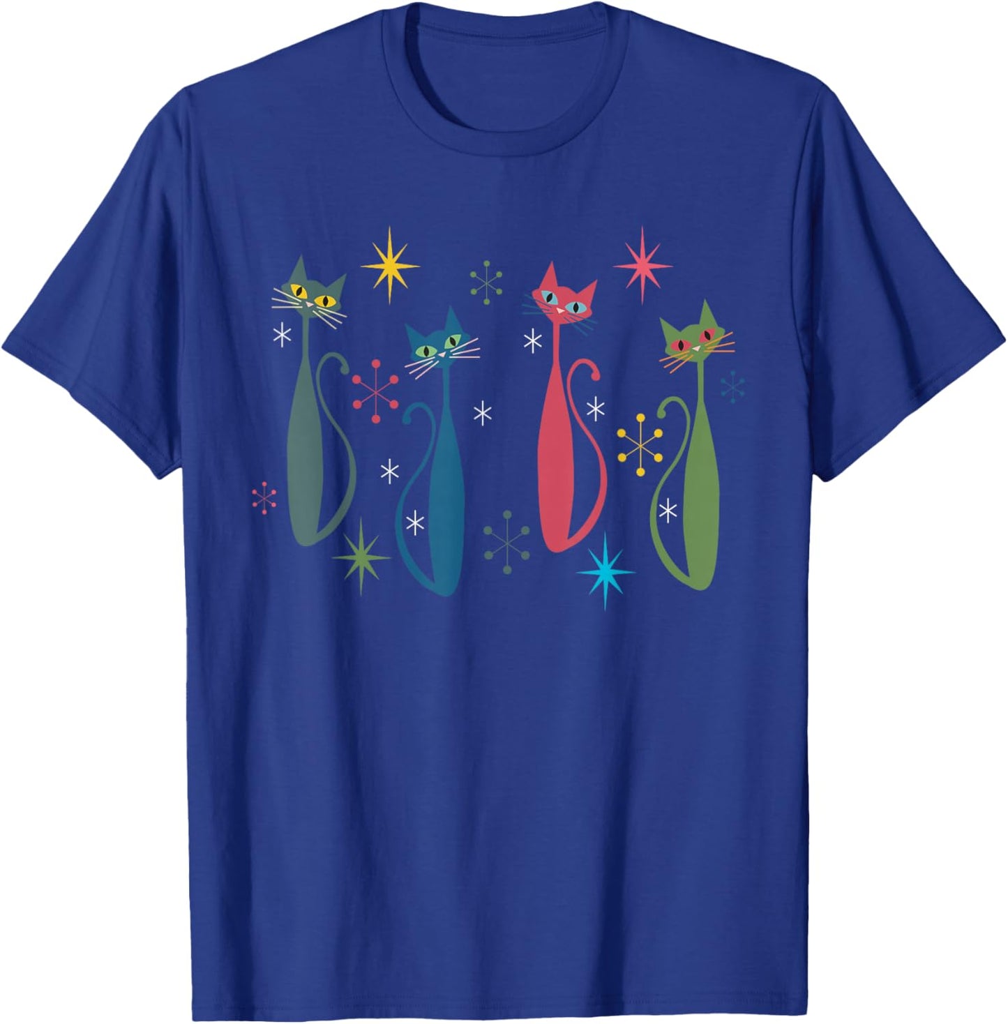 Atomic Cat Mid Century Modern Cats Art Vintage Retro Women T-Shirt - T-Shirt | Royal
