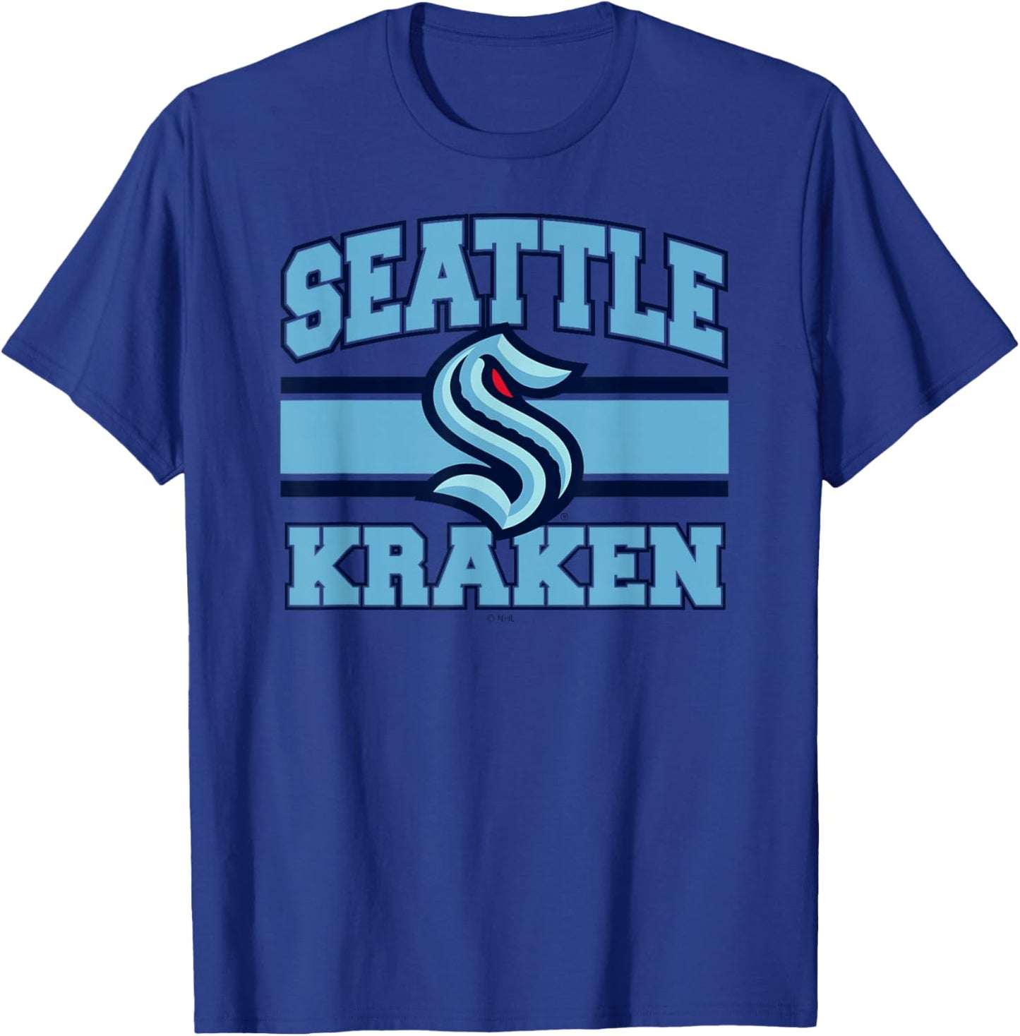 Seattle Kraken Stripe White Officially Licensed T-Shirt - T-Shirt | Royal