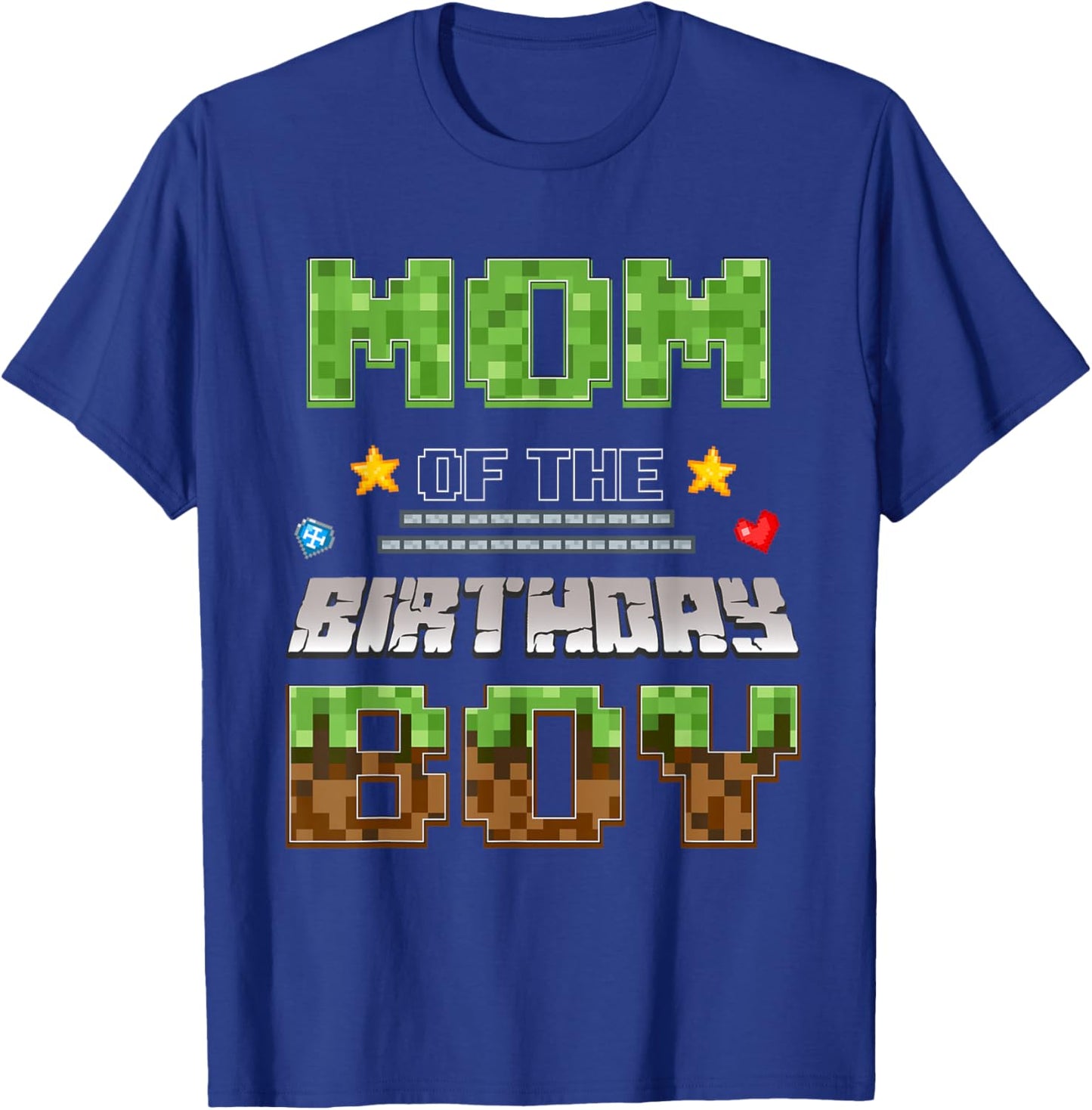 Mom of The Birthday Boy Video Gamer Pixel Birthday Party T-Shirt - T-Shirt | Royal