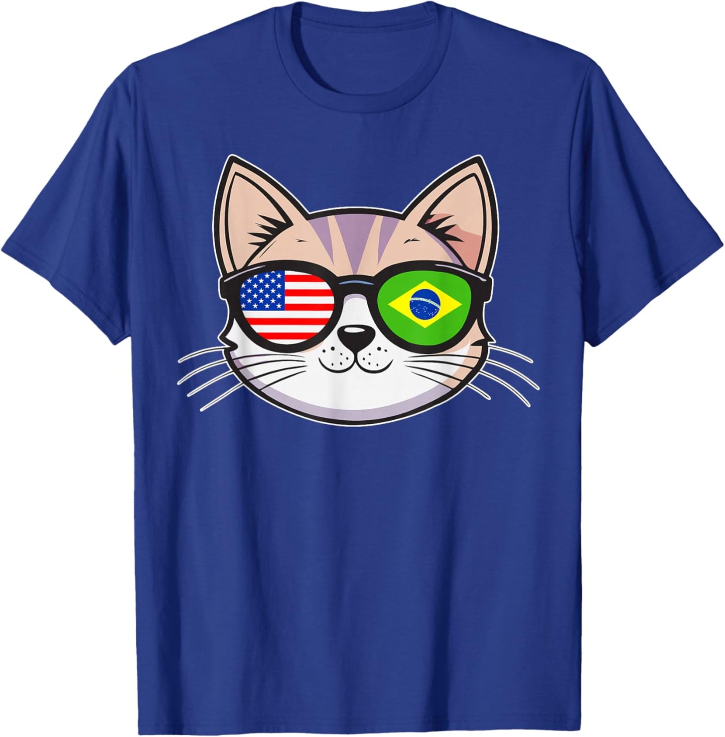 USA Brazil American Brazilian T-Shirt - T-Shirt | Royal