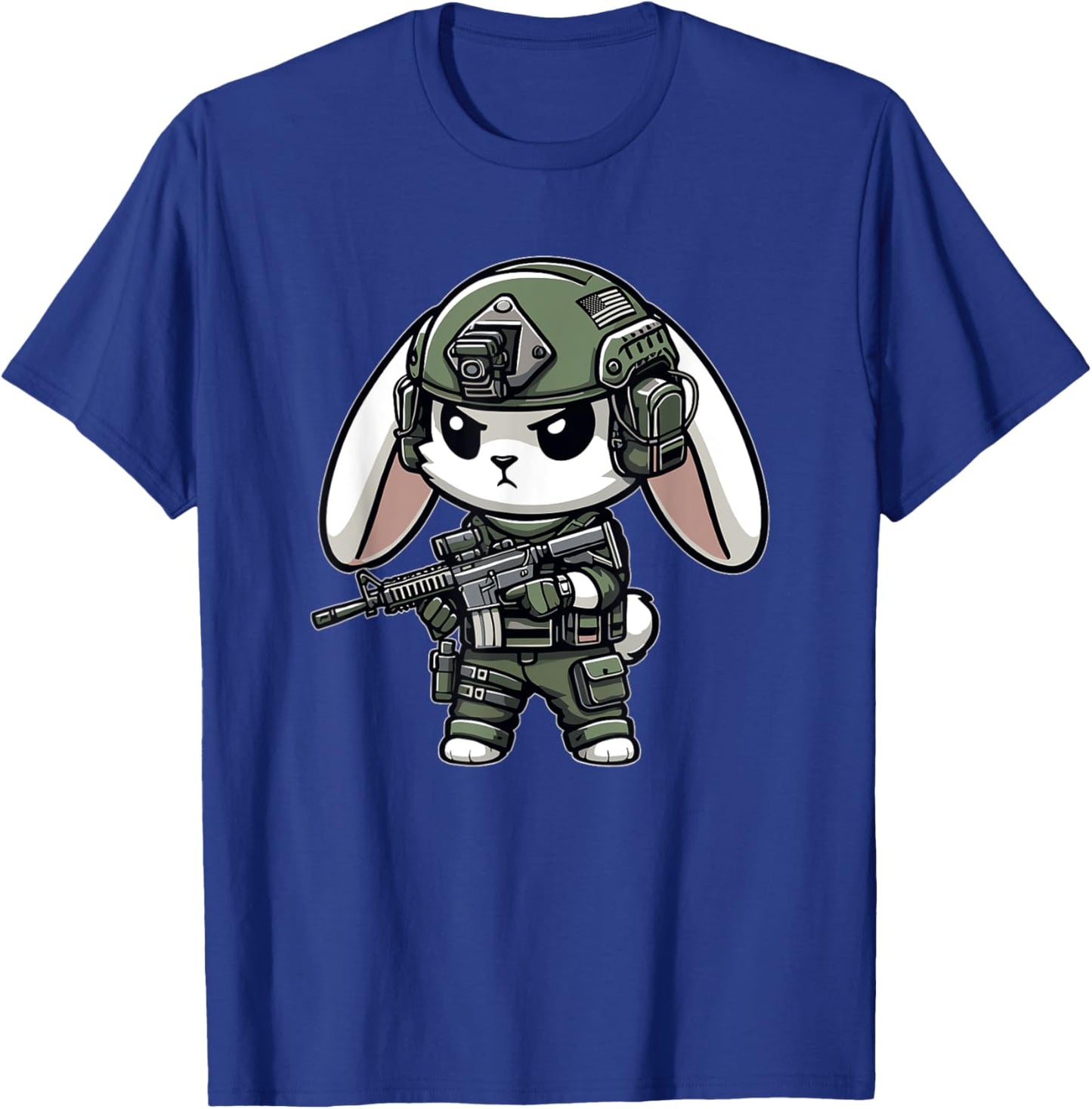 Funny Happy Easter Tactical Rabbit Veteran Men Women Gift T-Shirt - T-Shirt | Royal