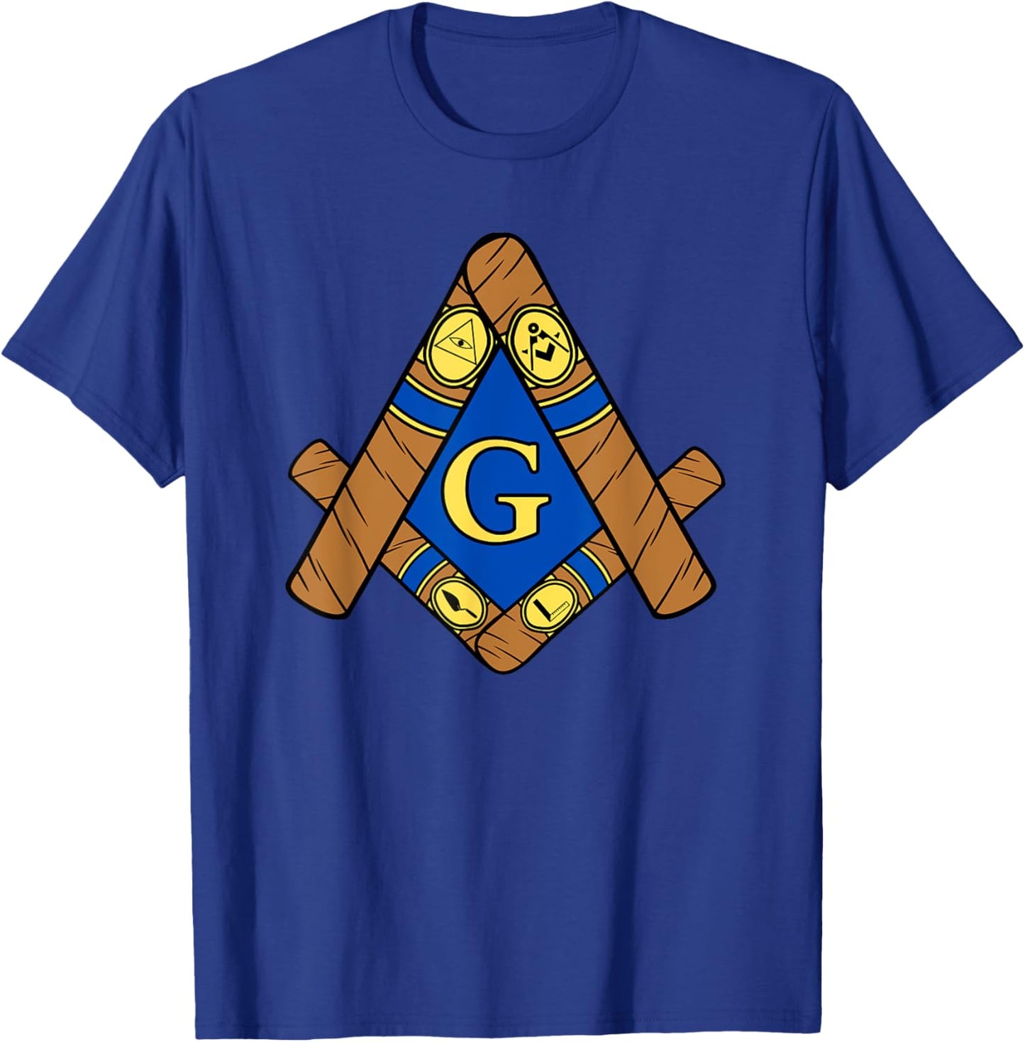 Masonic Cigar Symbol Smoking Working Tools Fun Lounge Gear T-Shirt - T-Shirt | Royal