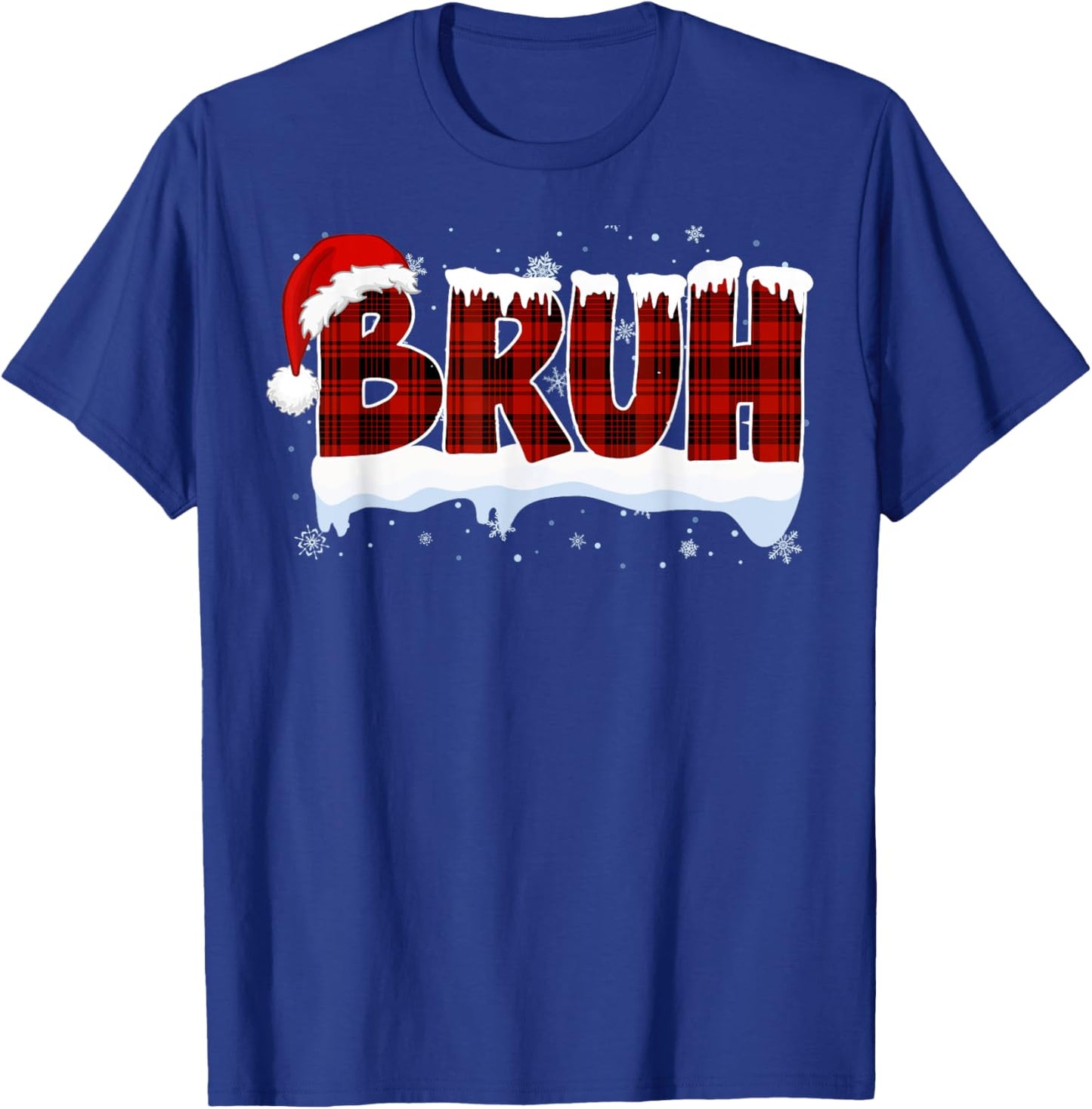 Bruh Funny Christmas Red Plaid Xmas Teens Boys Kids Pajamas T-Shirt - T-Shirt | Royal