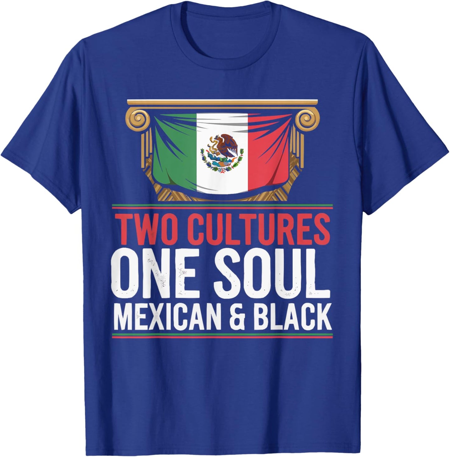 Half Mexican Half African American USA Flag Black America T-Shirt - T-Shirt | Royal
