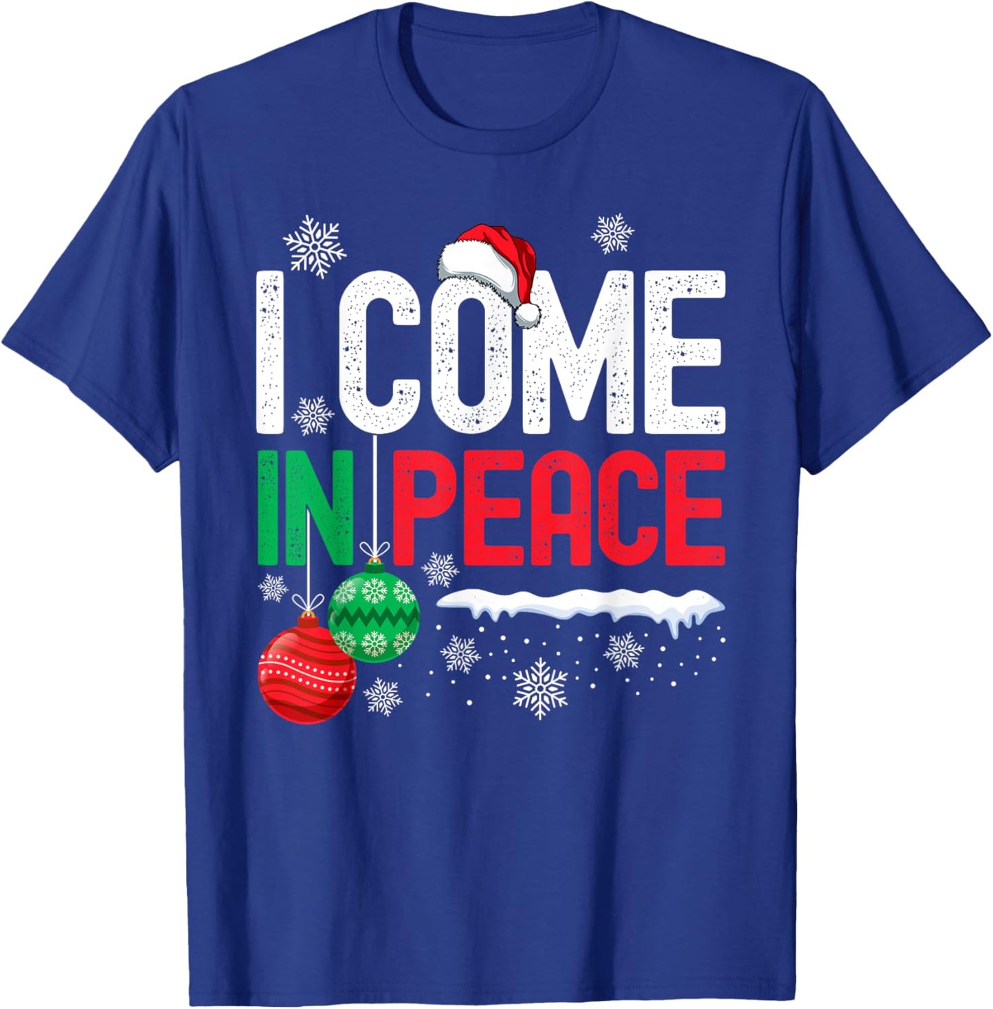 I Come In Peace Funny Christmas Pajamas Couples Matching T-Shirt - T-Shirt | Royal