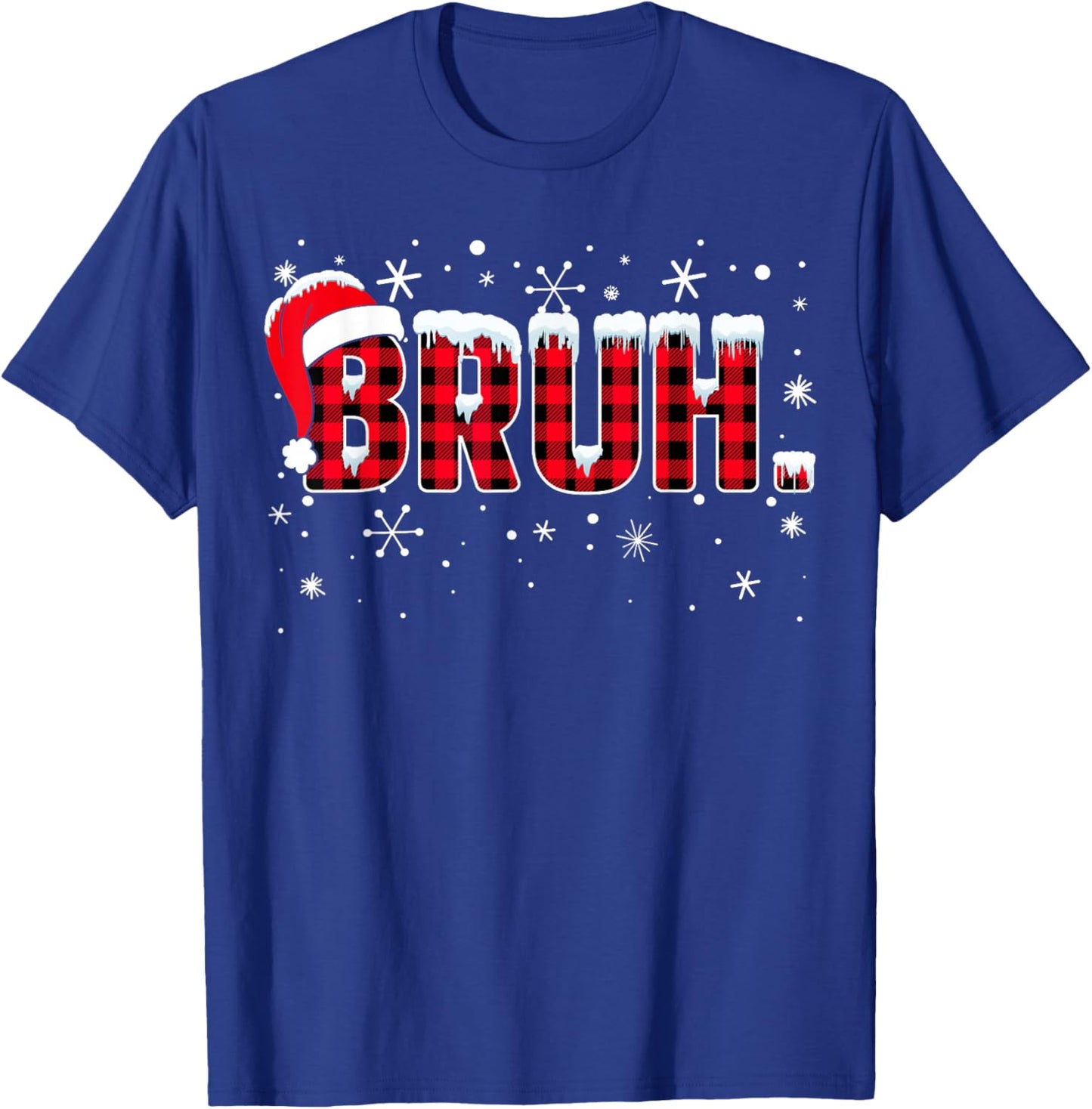 Funny Bruh Christmas Buffalo Plaid Teens Boys Kids Xmas T-Shirt - T-Shirt | Royal