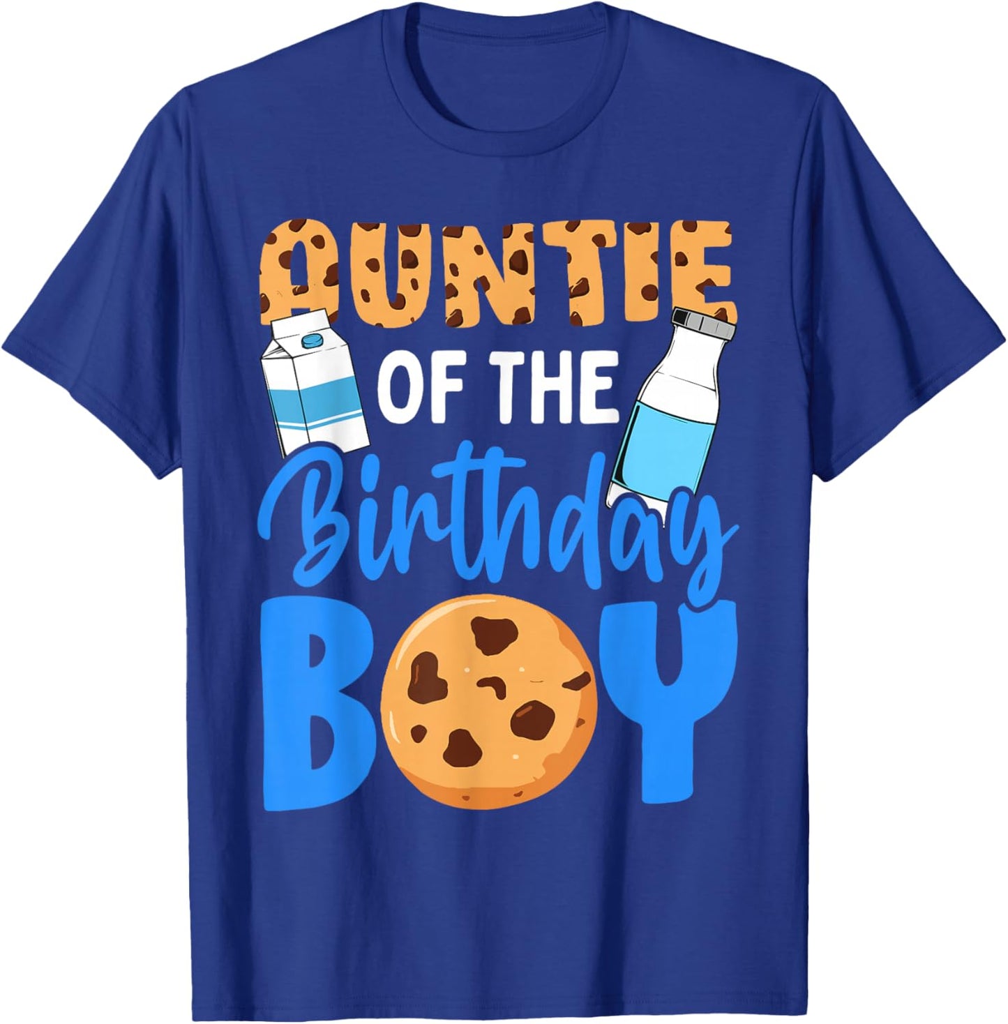 Auntie of the birthday boy Milk and Cookies 1st birthday T-Shirt - T-Shirt | Royal