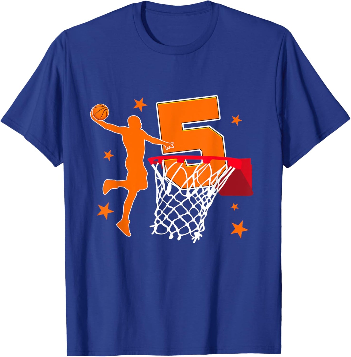 5th Birthday Basketball Player Theme 5 Year Old Party T-Shirt - T-Shirt | Royal
