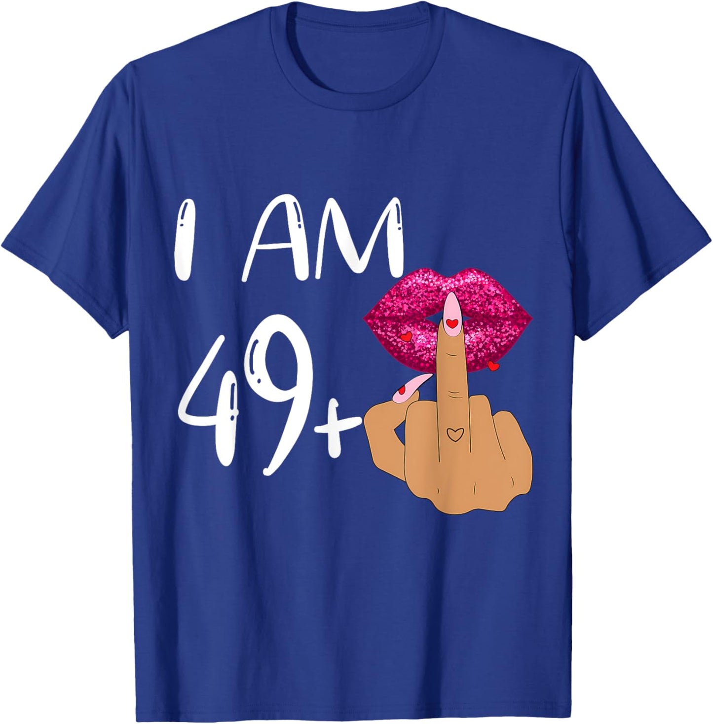 Funny 50Th Birthday,I Am 49+1 Finger Birthday,I'm 49 plus 1 T-Shirt - T-Shirt | Royal