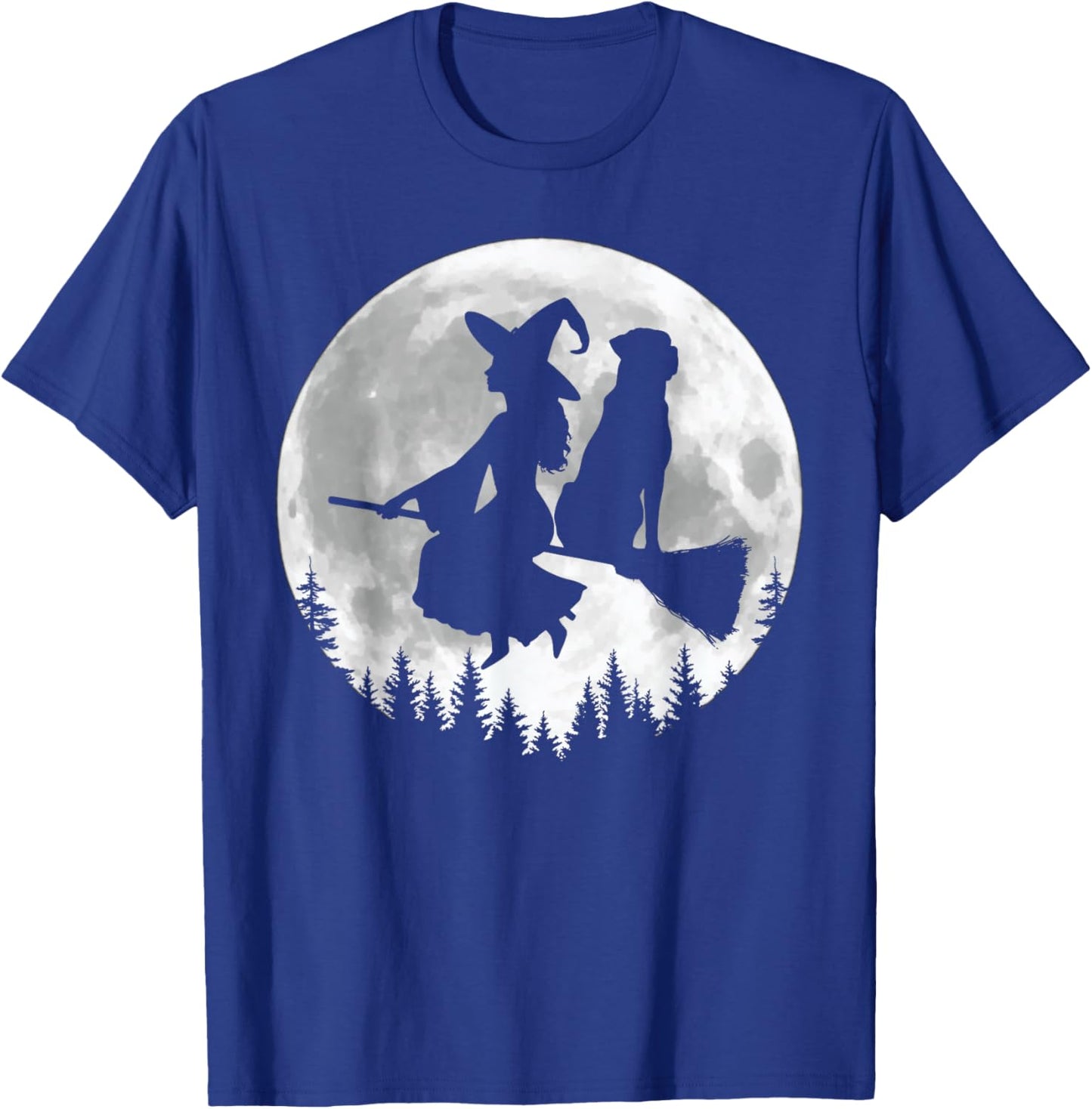 Fun Witch Rottweiler Broomstick Halloween T-Shirt - T-Shirt | Royal