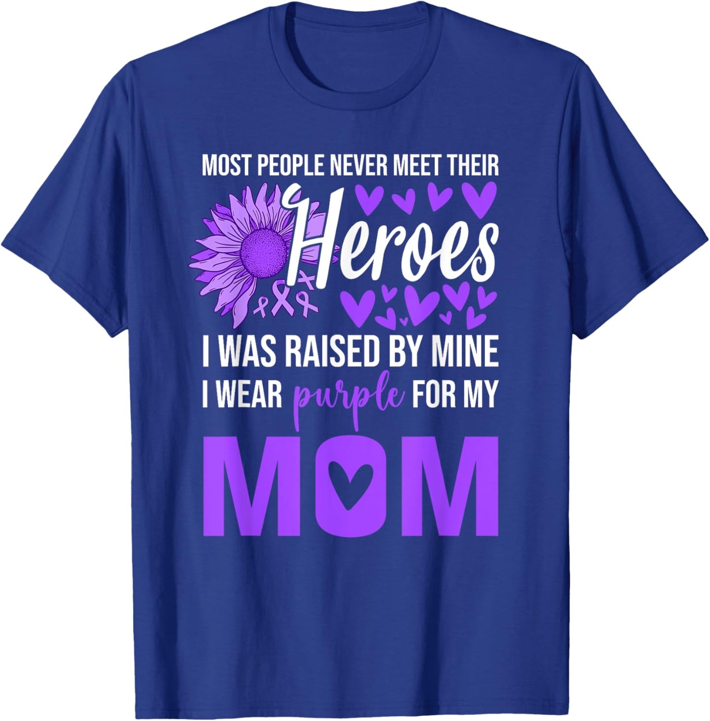 I Wear Purple for Mom Shirt Sunflower Alzheimer‘s Awareness T-Shirt - T-Shirt | Royal