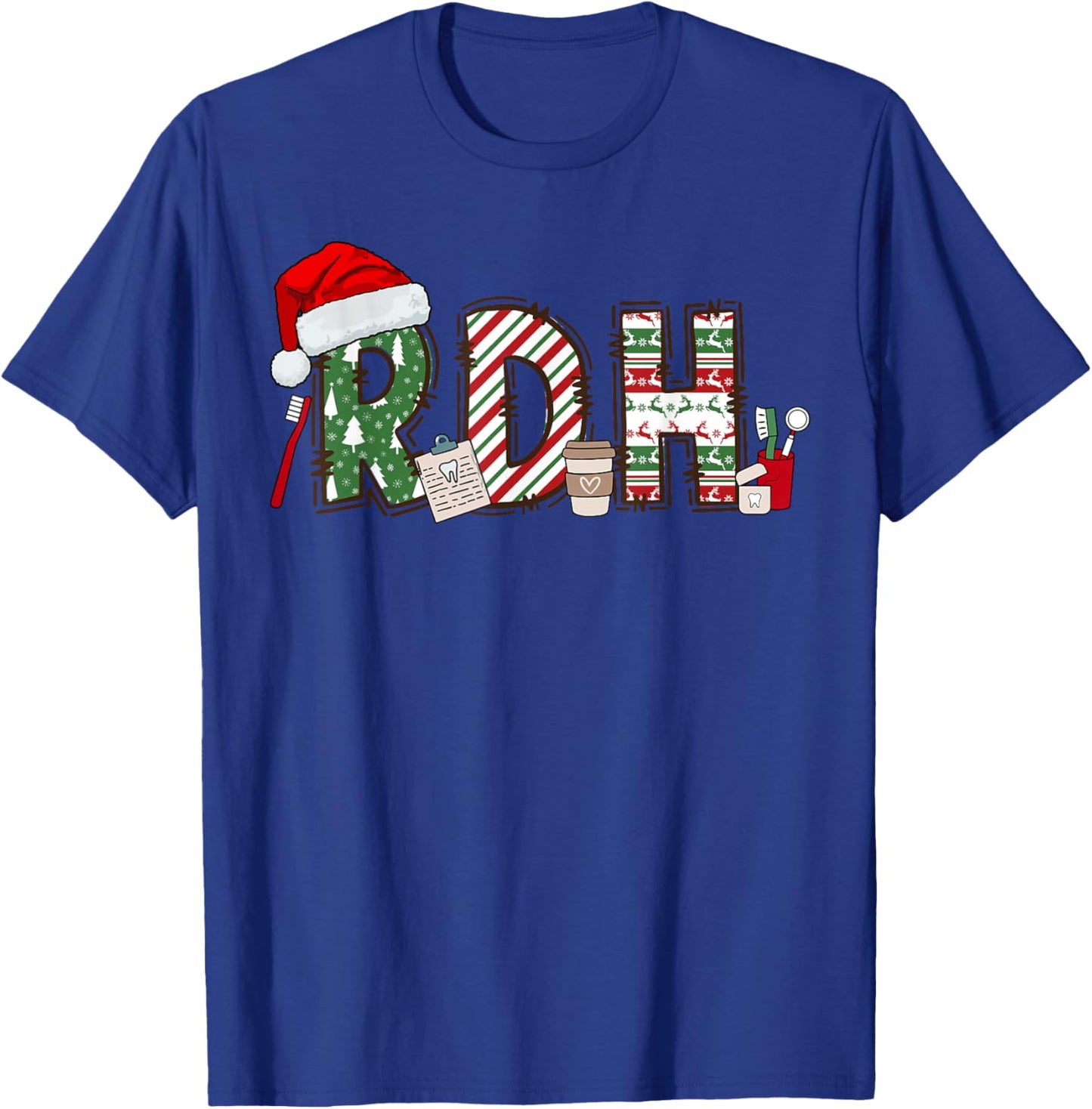 RDH Christmas Dental Hygienist Dentist Assistant RDH Dental T-Shirt - T-Shirt | Royal
