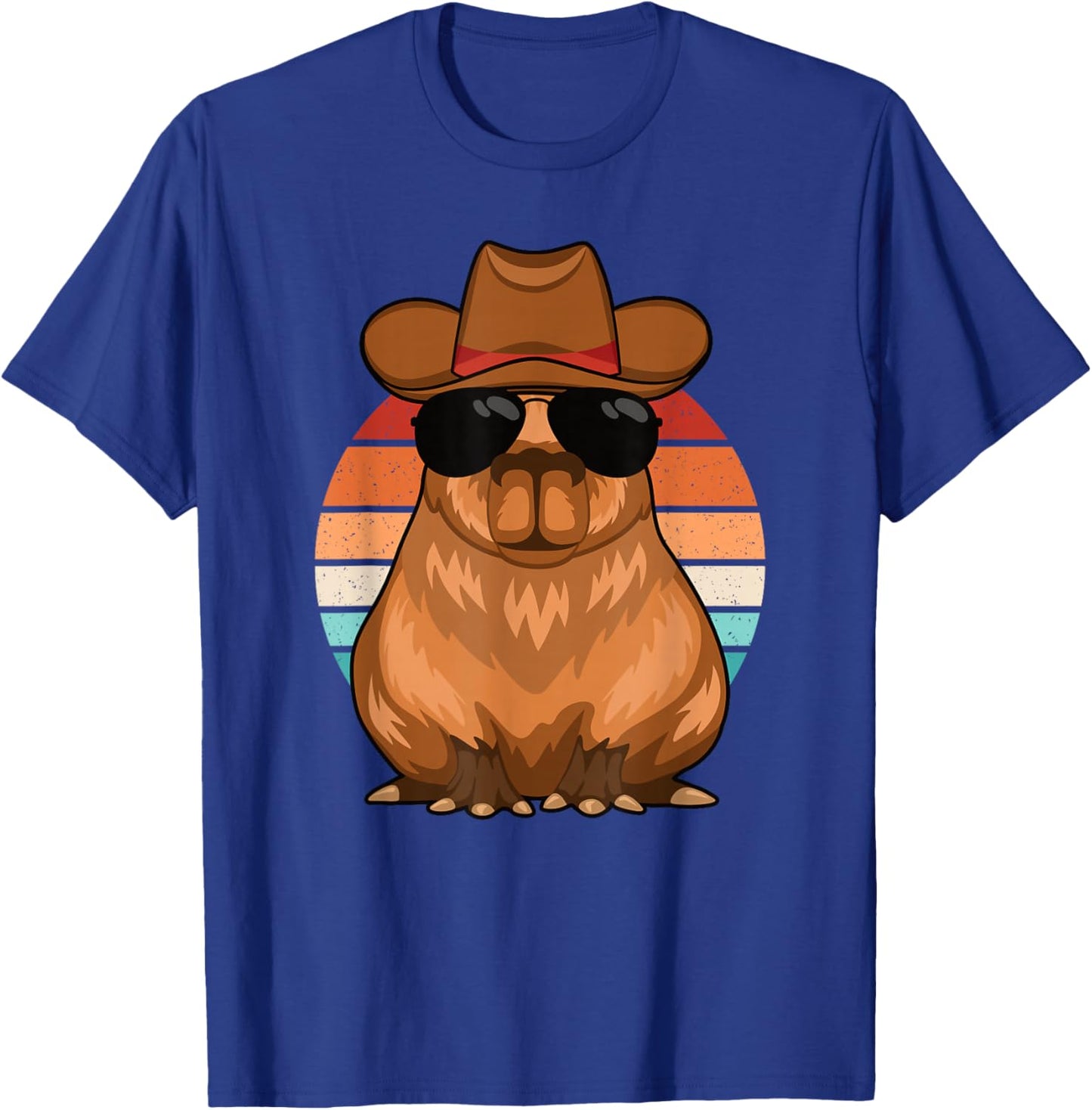 Funny Cowboy Capybara Retro Capybara Lover Men Boys Kids T-Shirt - T-Shirt | Royal