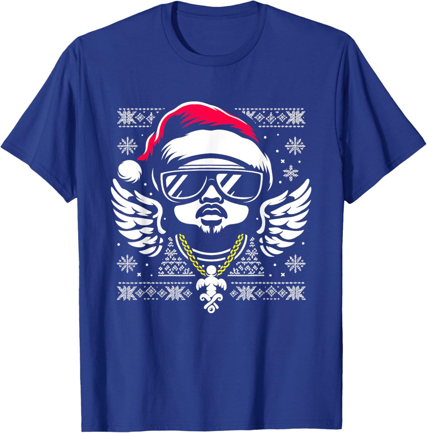 Rapper Santa Hat - Vintage Hip Hop Xmas Ugly Christmas T-Shirt - T-Shirt | Royal