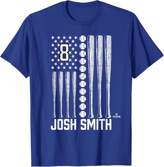 Baseball American Flag Josh Smith Texas Baseball MLBPA T-Shirt - T-Shirt | Royal