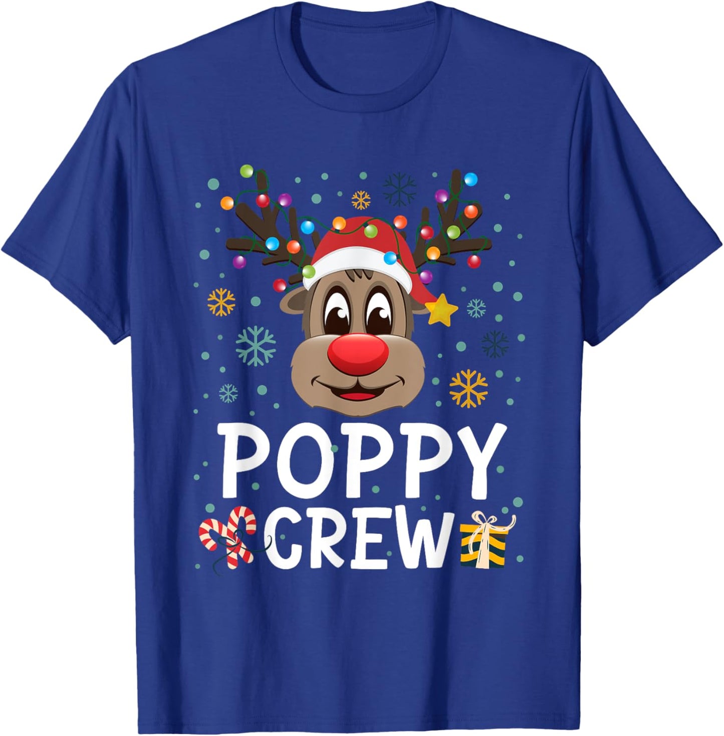 Rudolph Christmas Poppy Crew Reindeer Xmas Family Matching T-Shirt - T-Shirt | Royal